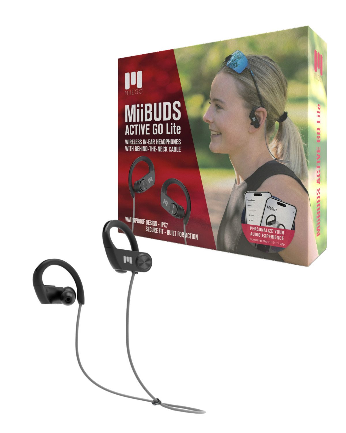 MIIEGO MiiBUDS ACTIVE GO Lite Sport-Kopfhörer (Siri, Google Assistant, Bluetooth 5.4, IPX7 wasserfest)