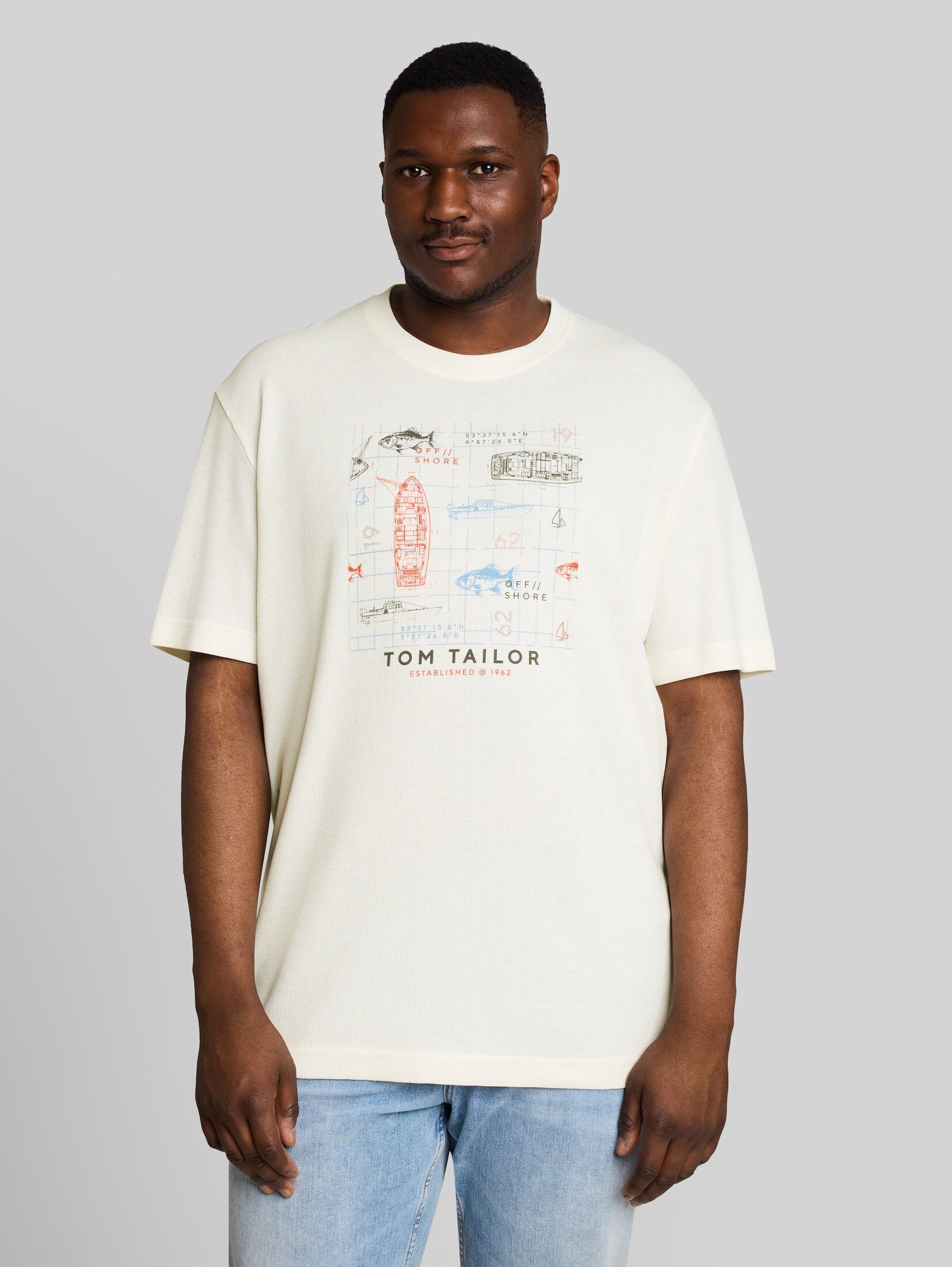 TOM TAILOR PLUS T-Shirt T-Shirt (im Einserpack) Plus Size - T-Shirt mit Waffelstruktur