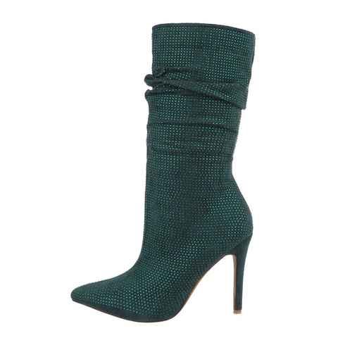 Ital-Design Damen Abendschuhe Party & Clubwear High-Heel-Stiefel (85255613) Pfennig-/Stilettoabsatz High-Heel Stiefel in Grün