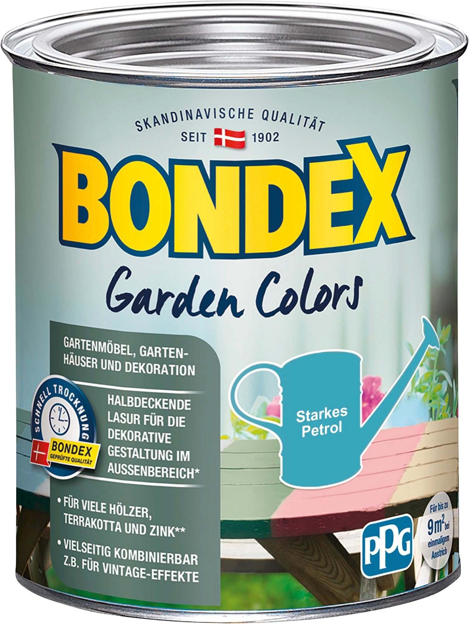 Bondex Wetterschutzfarbe GARDEN COLORS, Behagliches Grün, 0,75 Liter Inhalt Starkes Petrol