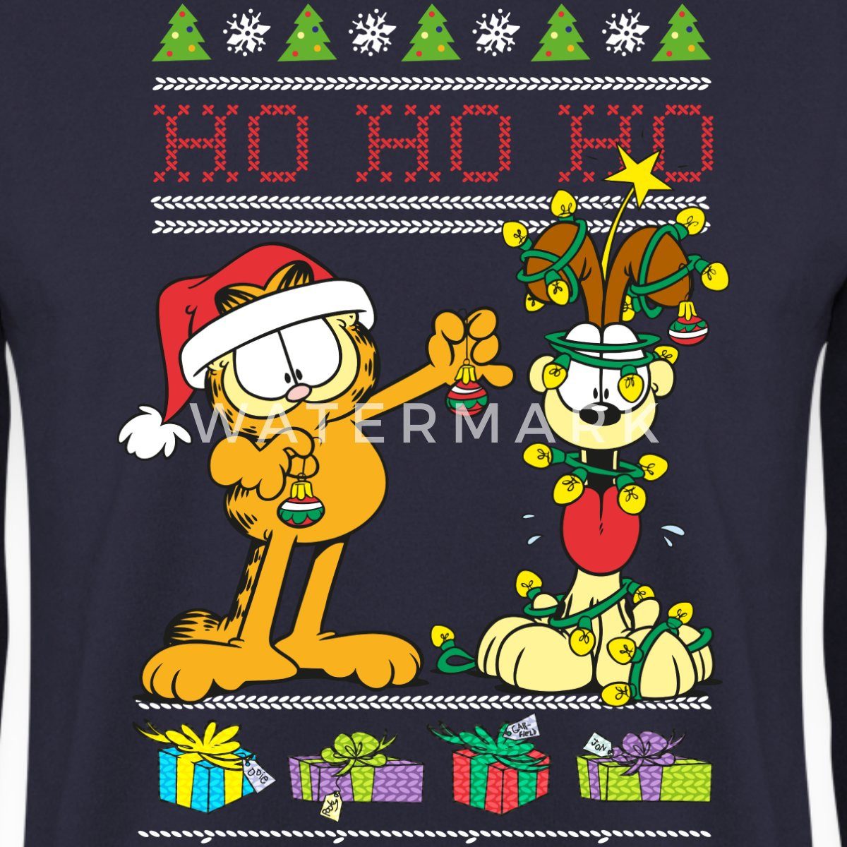 Spreadshirt Sweatshirt Garfield Und Odie Hohoho Ugly Christmas Weihnachten günstig online kaufen