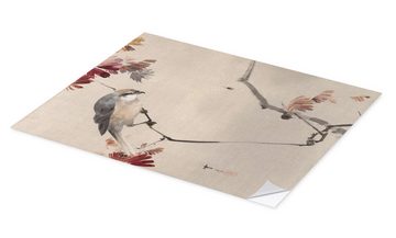 Posterlounge Wandfolie Watanabe Seitei, Vogel beobachtet eine Spinne, Malerei