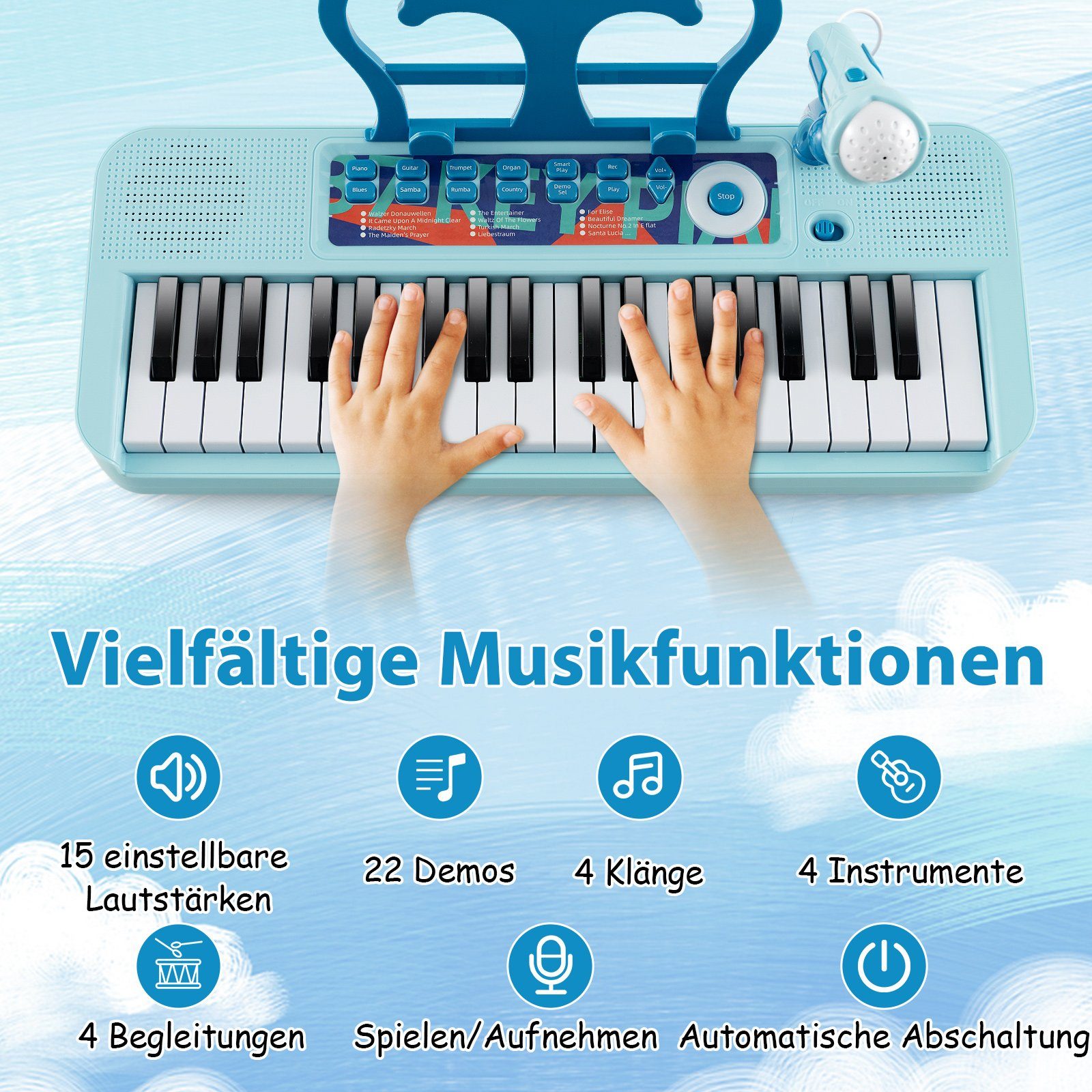 COSTWAY Digitalpiano 37 Tasten Spielzeug-Musikinstrument, abnehmbar