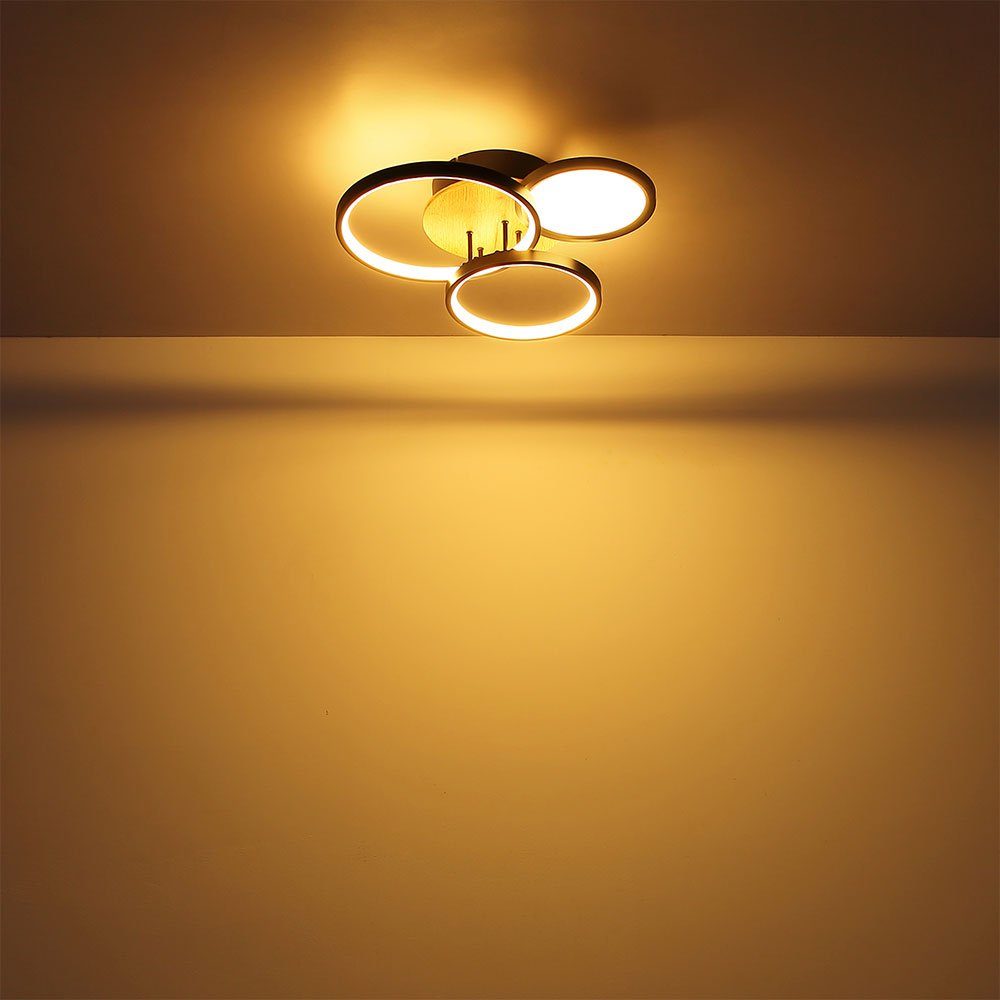 Deckenleuchte, etc-shop LED inklusive, Deckenleuchte Wohnzimmerlampe Warmweiß, MDF LED Deckenleuchte Leuchtmittel Ringe
