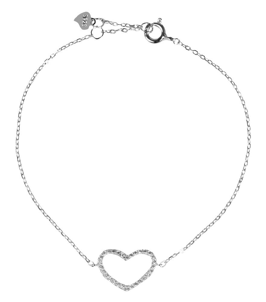 LUISIA® Armband Filigranes Damen Armband mit Strass Herz - 925 Silber mit Zirkonia (1-tlg., inkl. Schmuckbox)