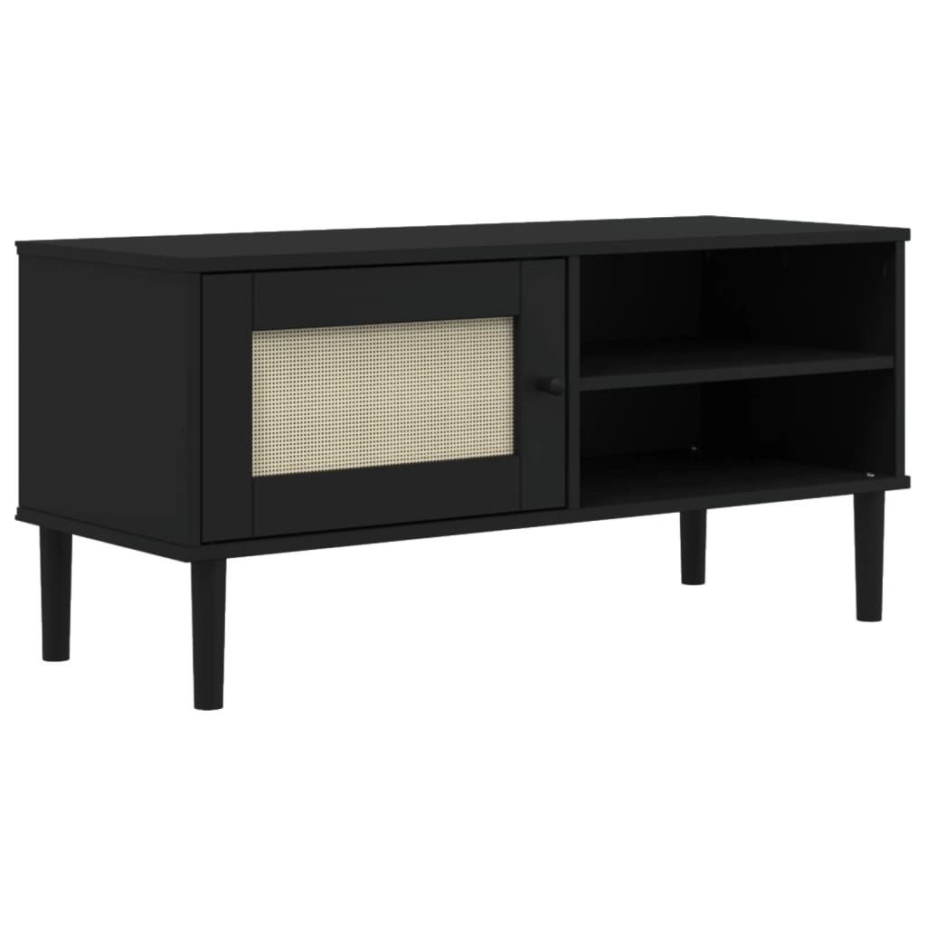 vidaXL TV-Schrank TV-Board SENJA Rattan-Optik Schwarz 106x40x49 cm Kiefernh günstig online kaufen