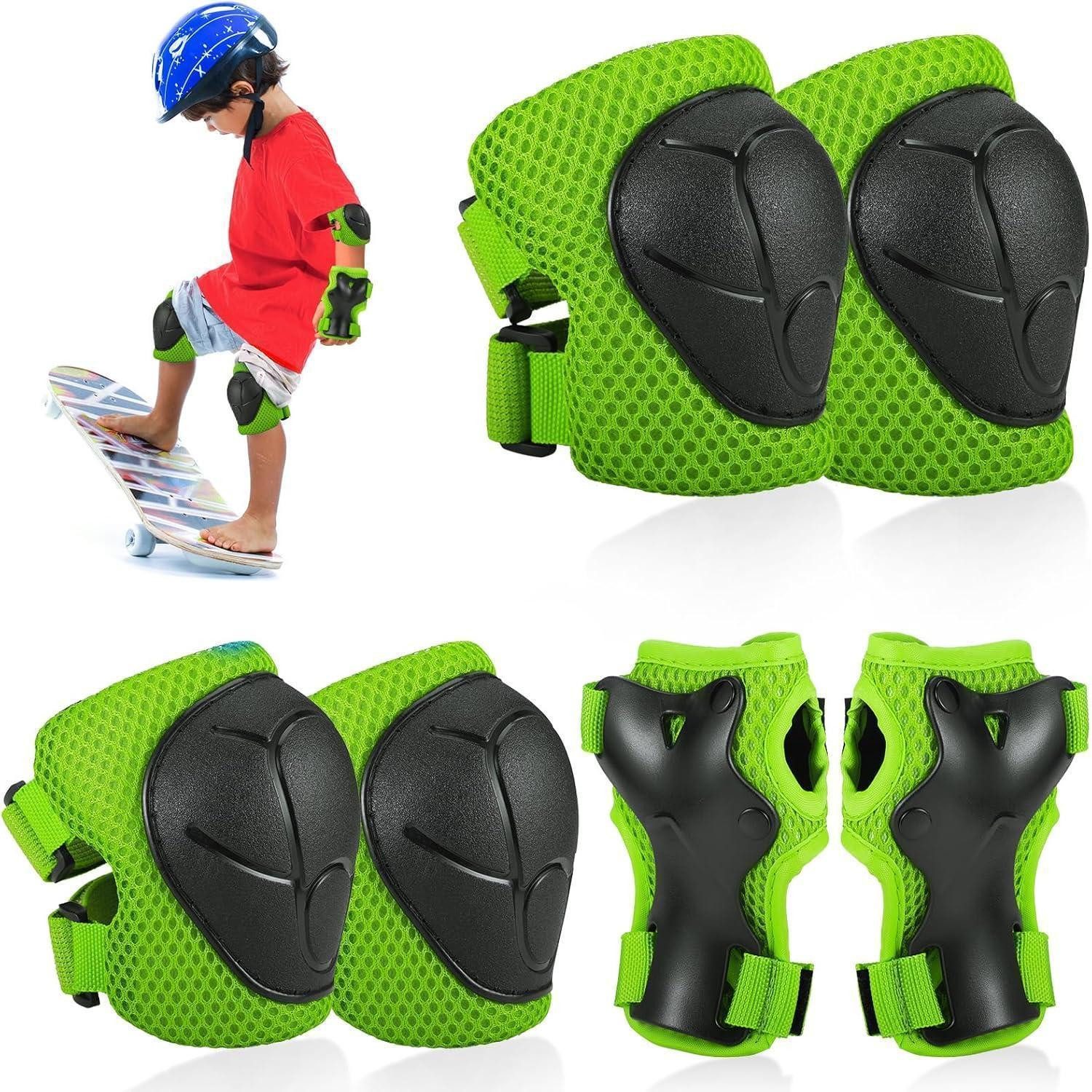 Protektoren-Set Inliner Schoner Kinder Set 6in1 Knie Ellenbogen Protektoren Grün