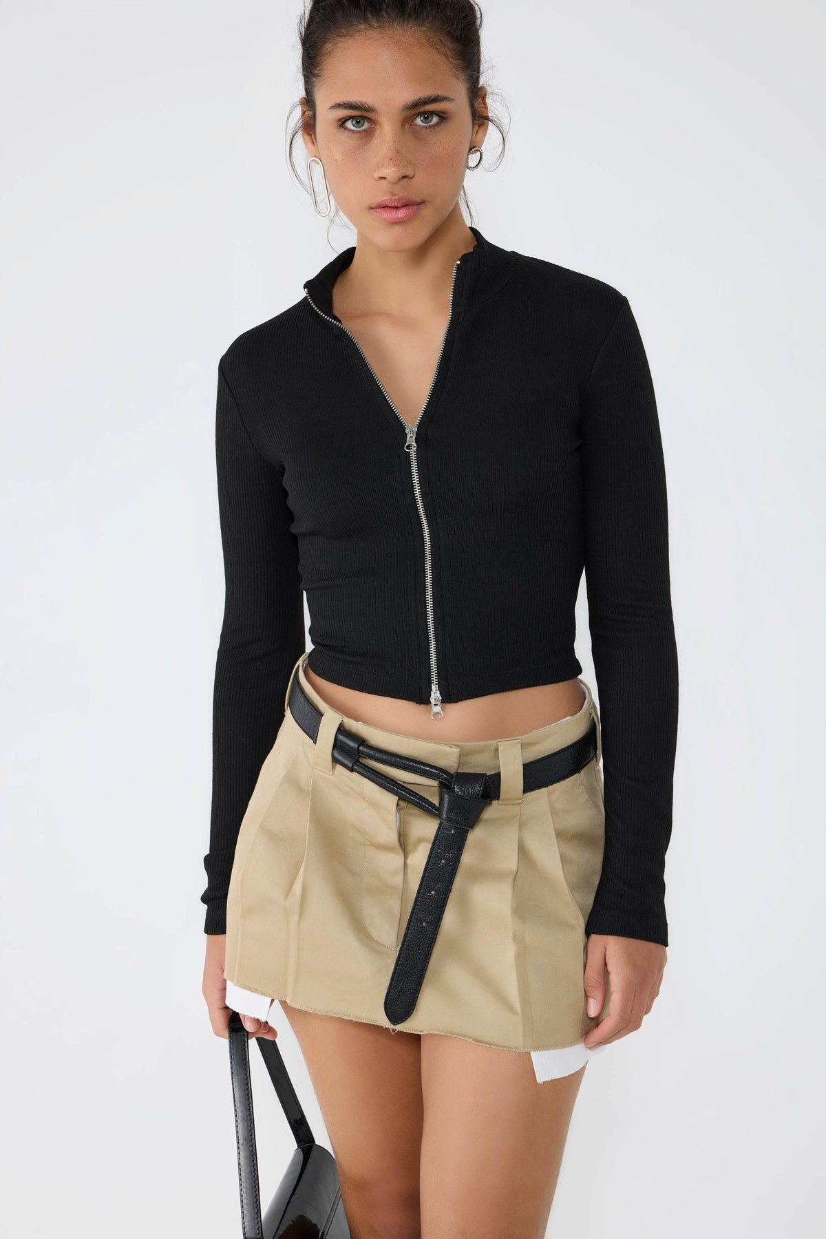 Blusentop Bluse mit Reißverschluss