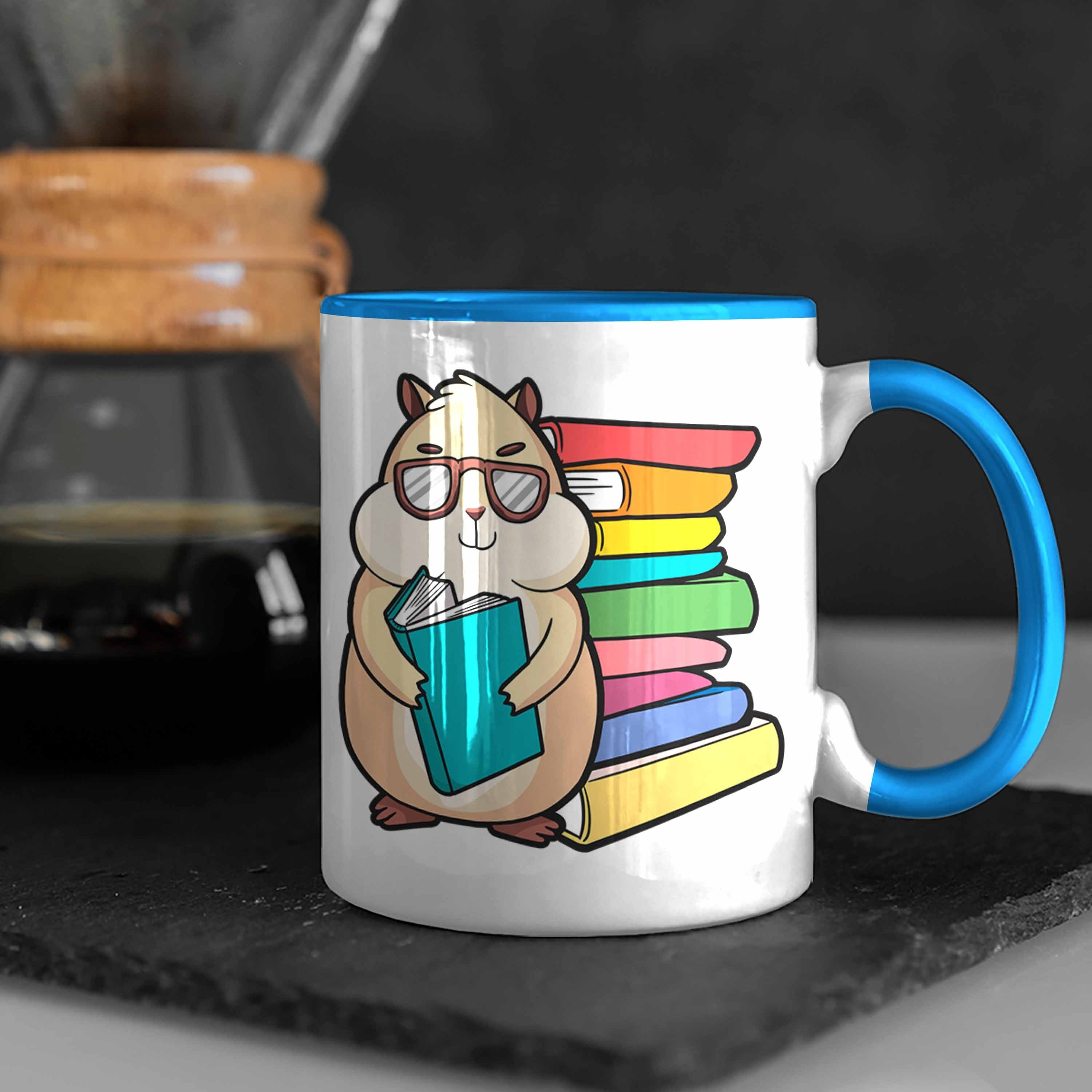 Blau Bücher Geschenk Hamster Geschenkidee Grafik Tasse Tasse Lesen Trendation Les Leseratte