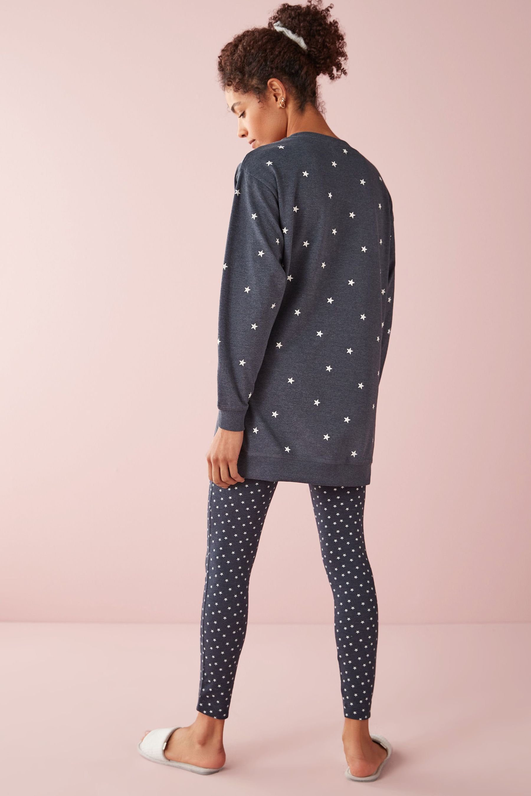 und Baumwollschlafanzug Next tlg) Tunika Pyjama Leggings (2 mit