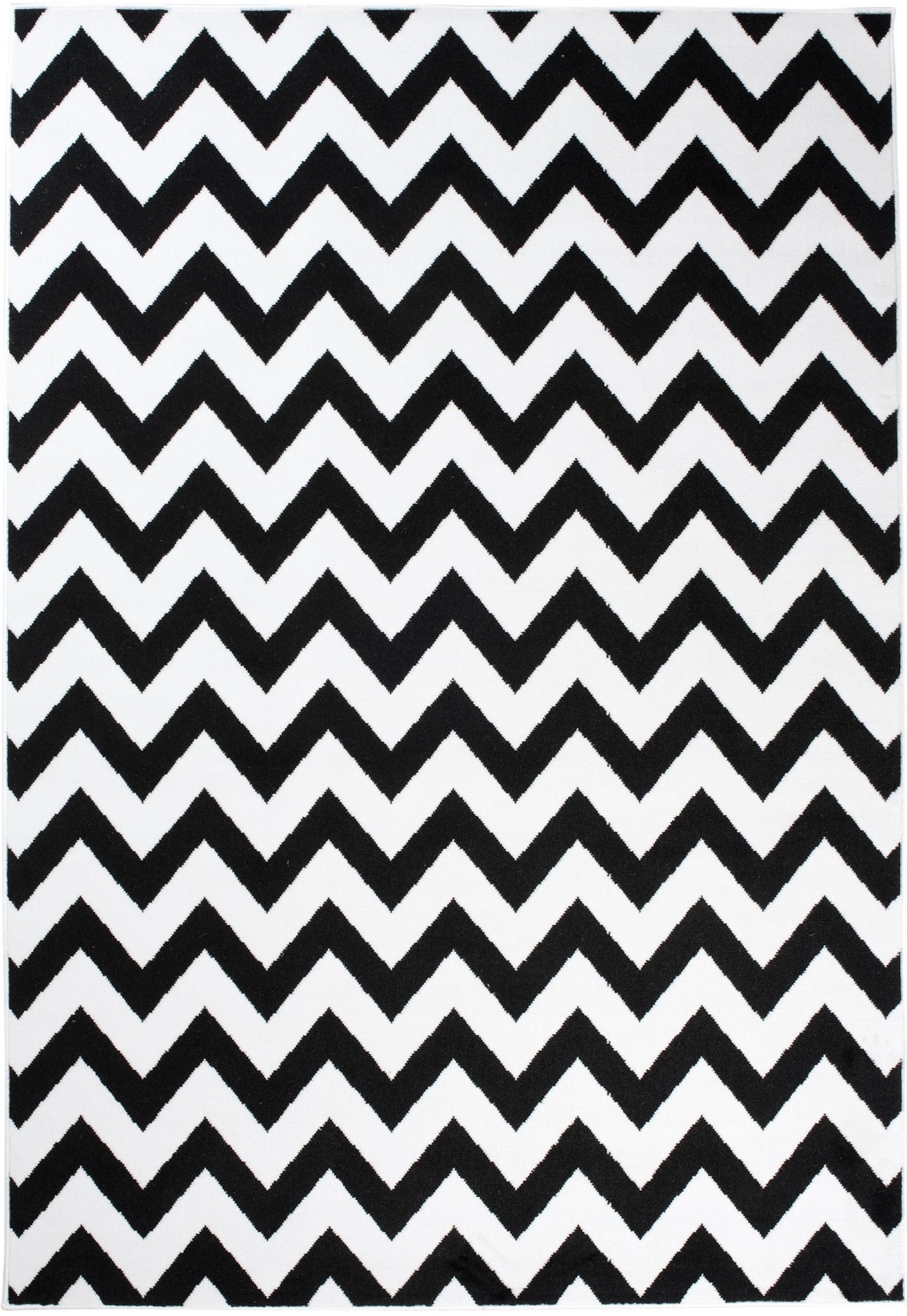 Mazovia Designteppich Modern Chevron Schwarz-Weiß Wohnzimmer, Schlafzimmer, Büro, Esszimmer, Fußbodenheizung