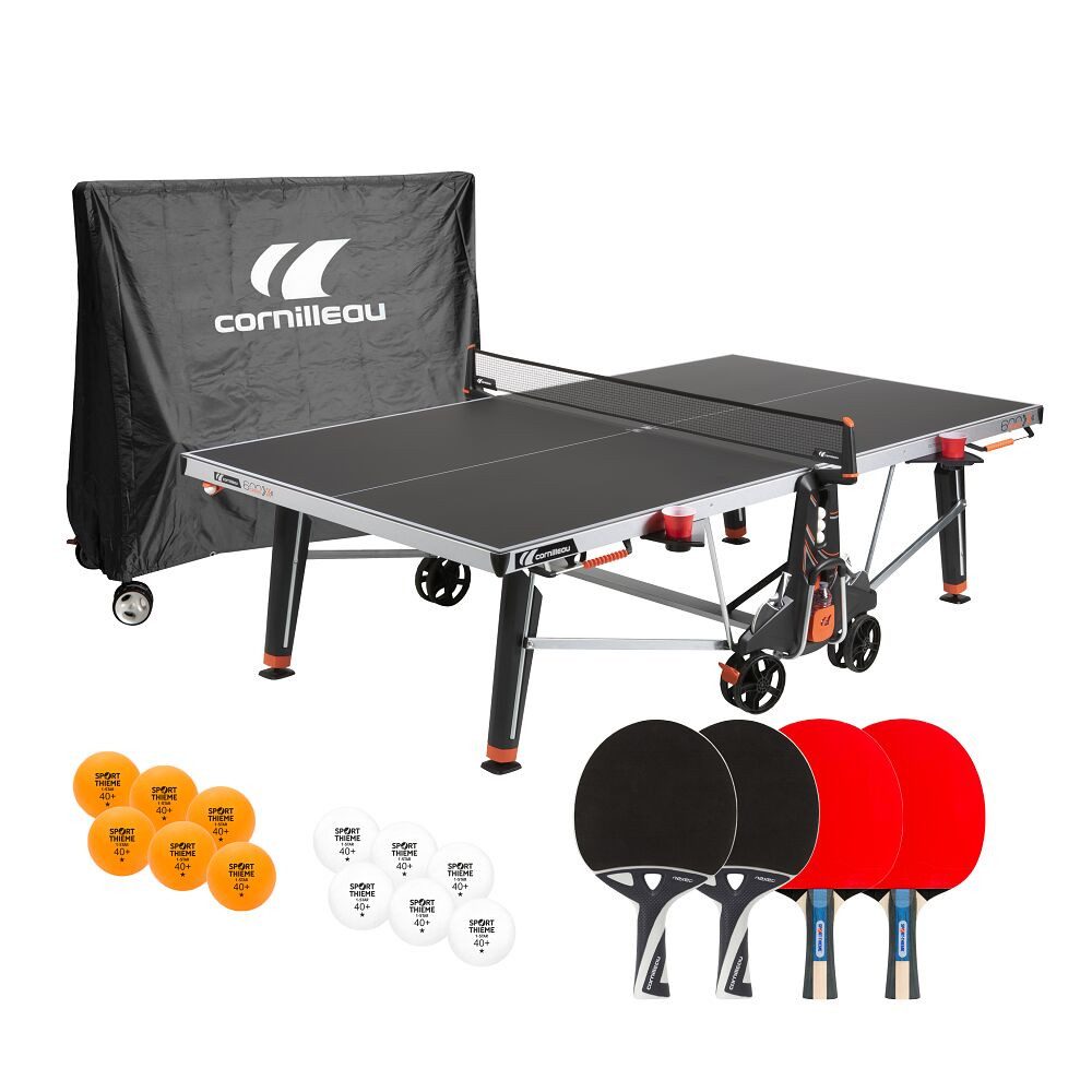 Cornilleau Tischtennisplatte Tischtennis-Set 600X, TT-Komplettset für den Einsatz im Freien