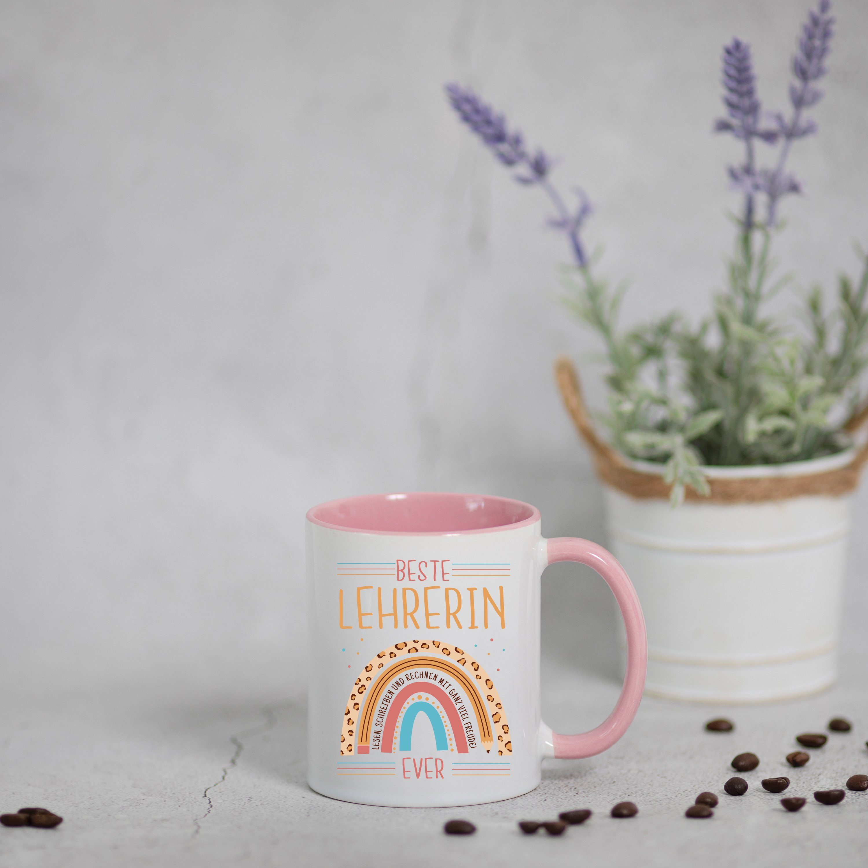 Youth Designz Tasse Beste Lehrerin Ever Kaffeetasse Geschenk mit Süßem Spruch, Keramik, mit Liebem Spruch