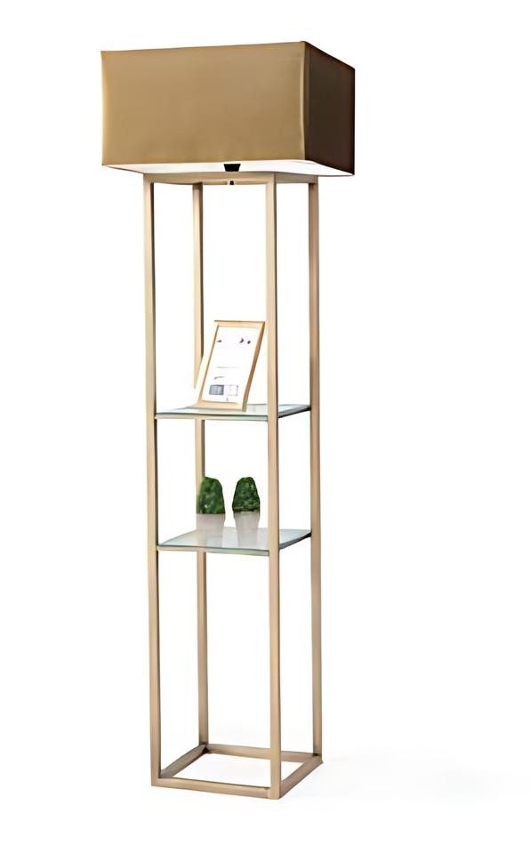 JVmoebel Stehlampe Beige Stehleuchte aus Edelstahl und Glas mit Ablageflächen, Оhne Leuchtmittel, Made in Europe
