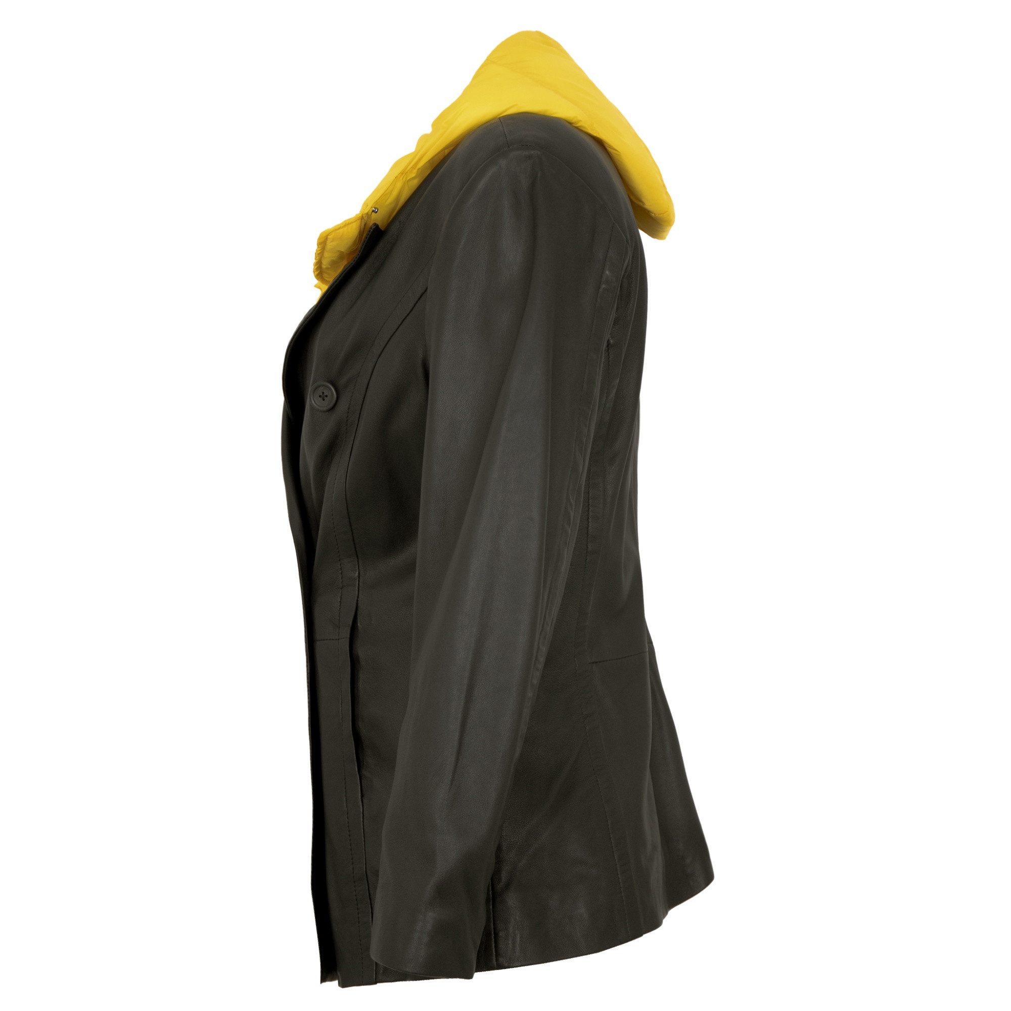 Freaky Nation Lederjacke Glam Factor-FN Freaky Nation - Damen Lederjacke Blazer Lammnappa schwarz/ gelb