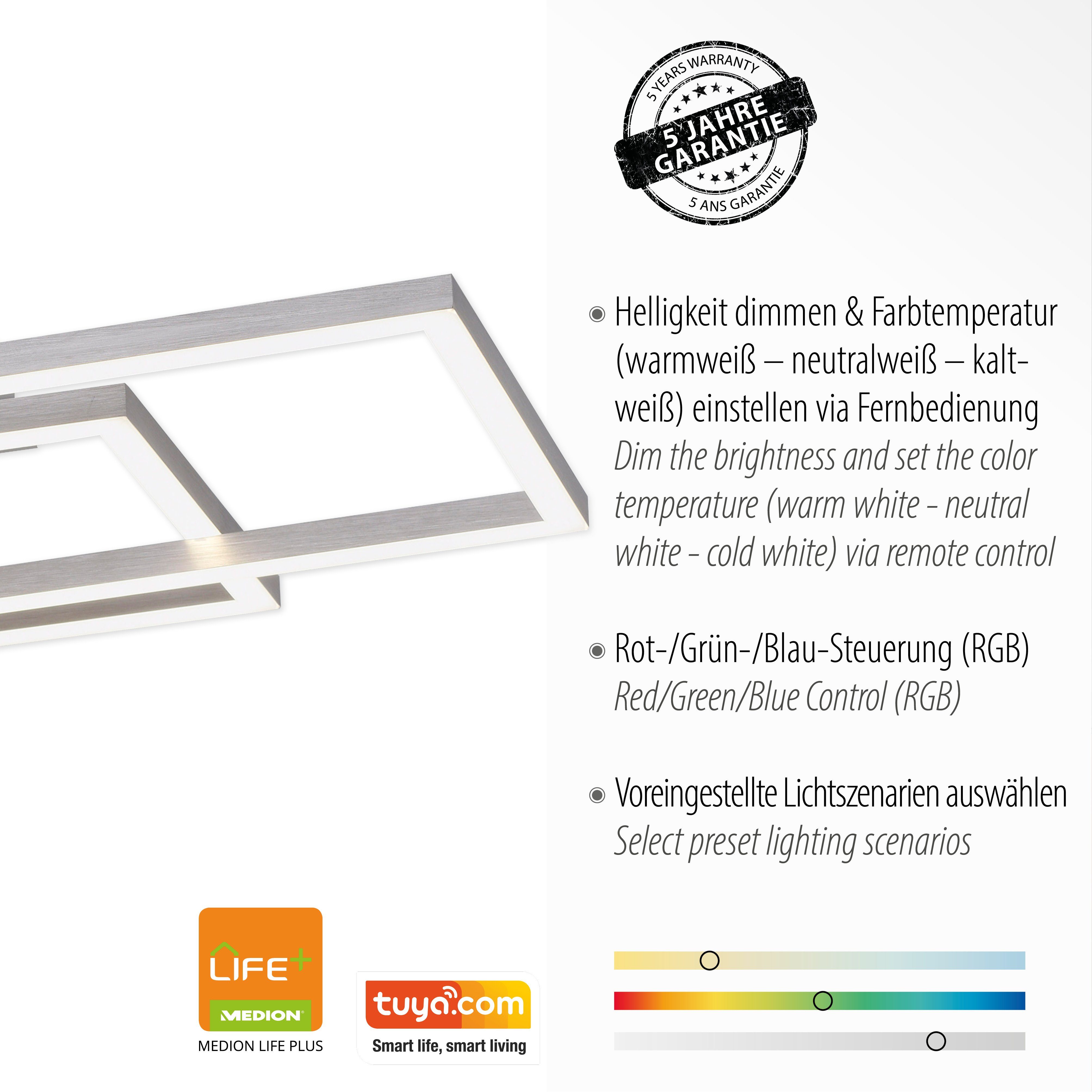 JUST LIGHT Deckenleuchte Ls-MAXI, Fernbedienung, Infrarot inkl., Memory, nach Trennung vom Netz, dimmbar über Fernbedienung, LED fest integriert, warmweiß - kaltweiß, RGB+tunable white, Infrarot inkl., Fernbedienung, Smarthome fähig