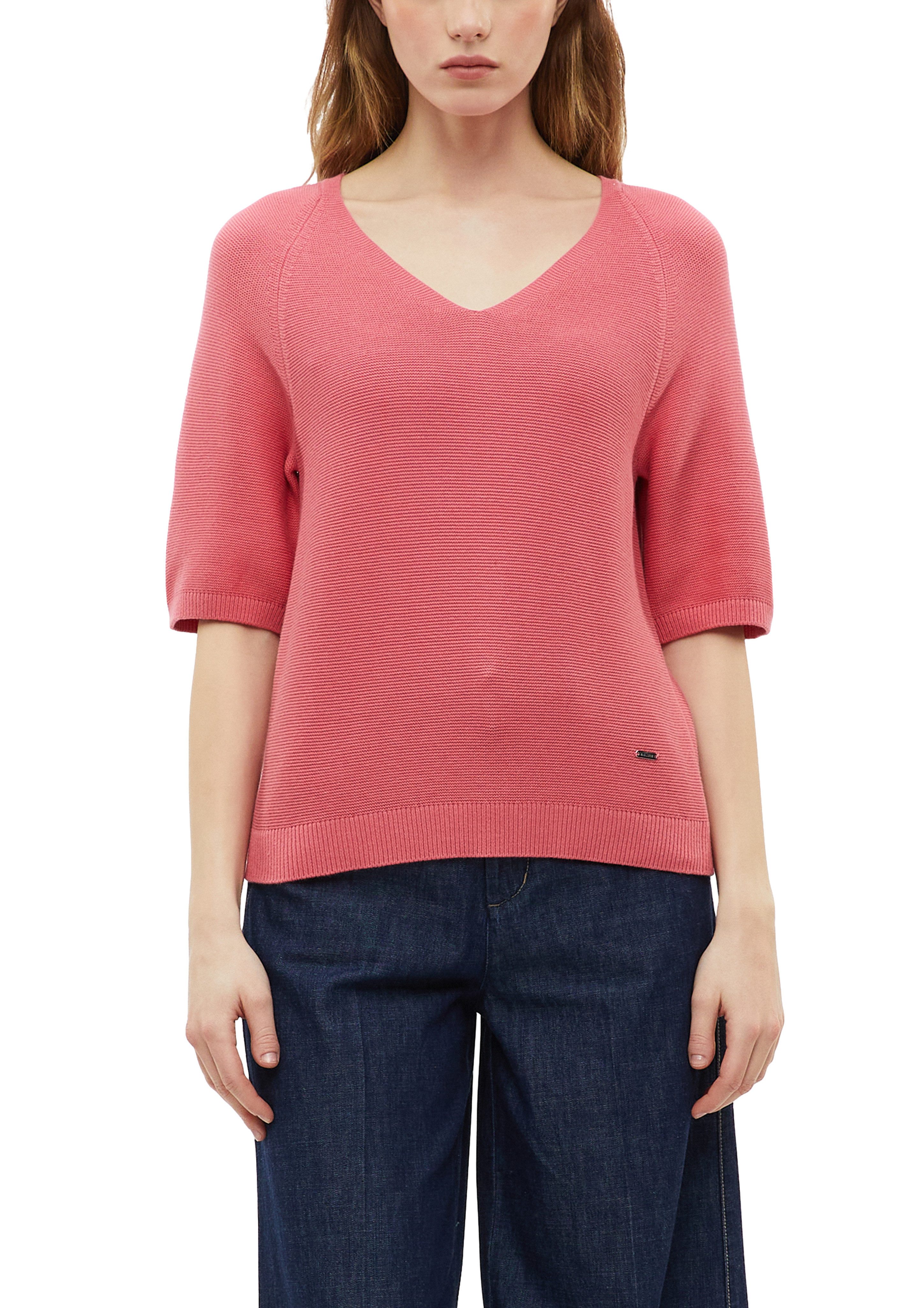 s.Oliver V-Ausschnitt-Pullover V-Ausschnitt, Halbarm, unifarben