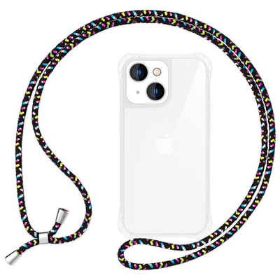 Nalia Handykette Apple iPhone 15, Klare Hülle mit Kette zum Umhängen / Handykette Band / Transparent