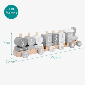 Navaris Spielzeugeisenbahn-Lokomotive Holz Eisenbahn Holzzug für Kinder, Zug mit Buchstaben Zahlen, (1-tlg)