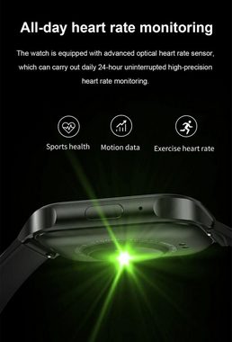 Tidy Die HK26 BIG quadratische Form AMOLED Touchscreen 2,5 D Glas Smartwatch (2,04 Zoll), BIG Fitness Tracker