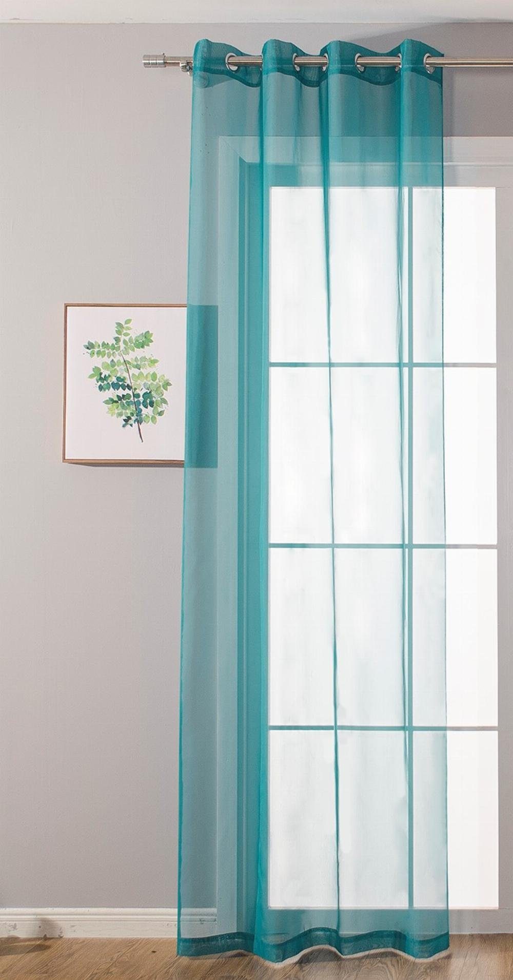 Gardinenbox Gardine (2 St), Ösen, transparent, Voile