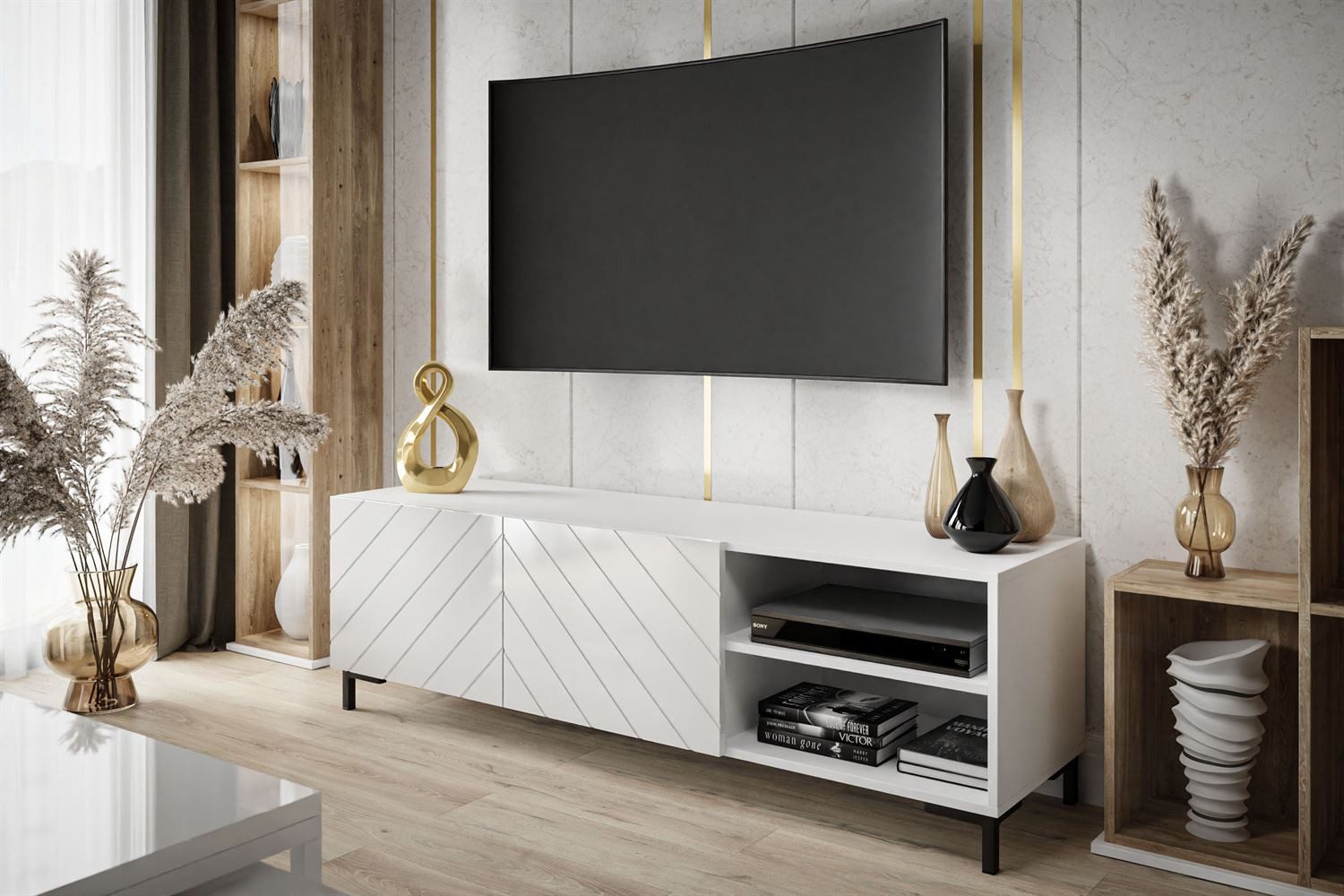 Lookway TV-Schrank VIRGINIA mit glänzend weißer Front