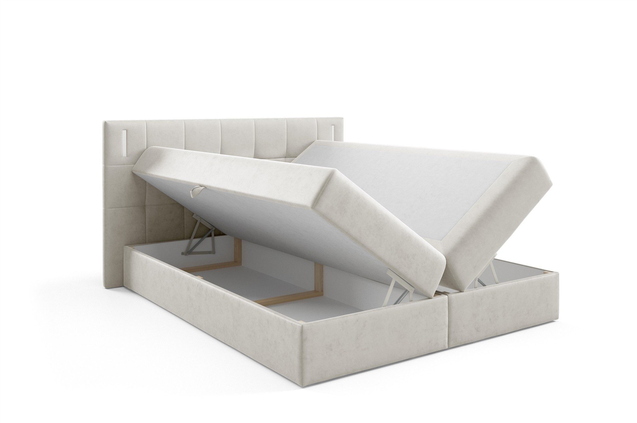 Fun Möbel Boxbett Schlafzimmerbett MARTIM Standard Stoff Fresh (mit Bonellfederkernmatratze, inkl. Kaltschaumtopper), mit LED-Beleuchtung