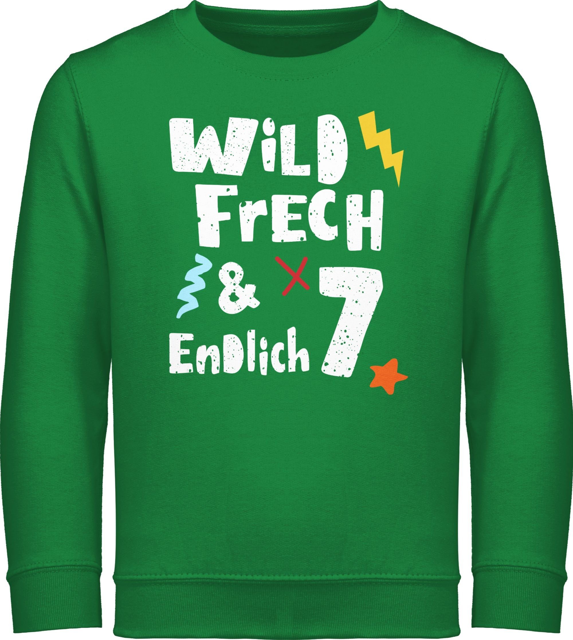 Shirtracer Sweatshirt Wild frech und endlich 7 - Sieben Jahre Wunderbar 7. Geburtstag 1 Grün | Sweatshirts