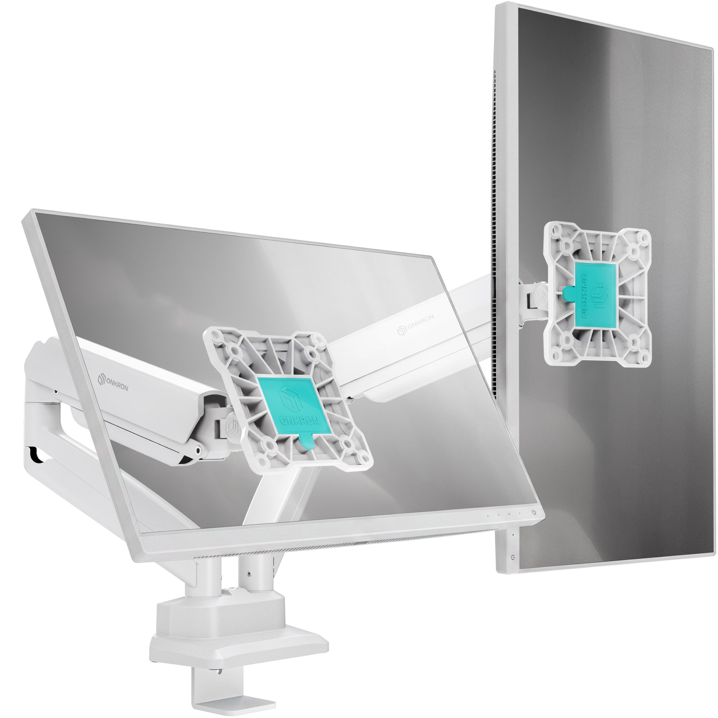 ONKRON Monitor-Halterung 13-32 Zoll, bis 10 kg pro Arm, VESA 75x75-100x100, G160-W, (bis 32 Zoll, neigbar, schwenkbar, drehbar, Gasdruckfeder, Kabelmanagement)