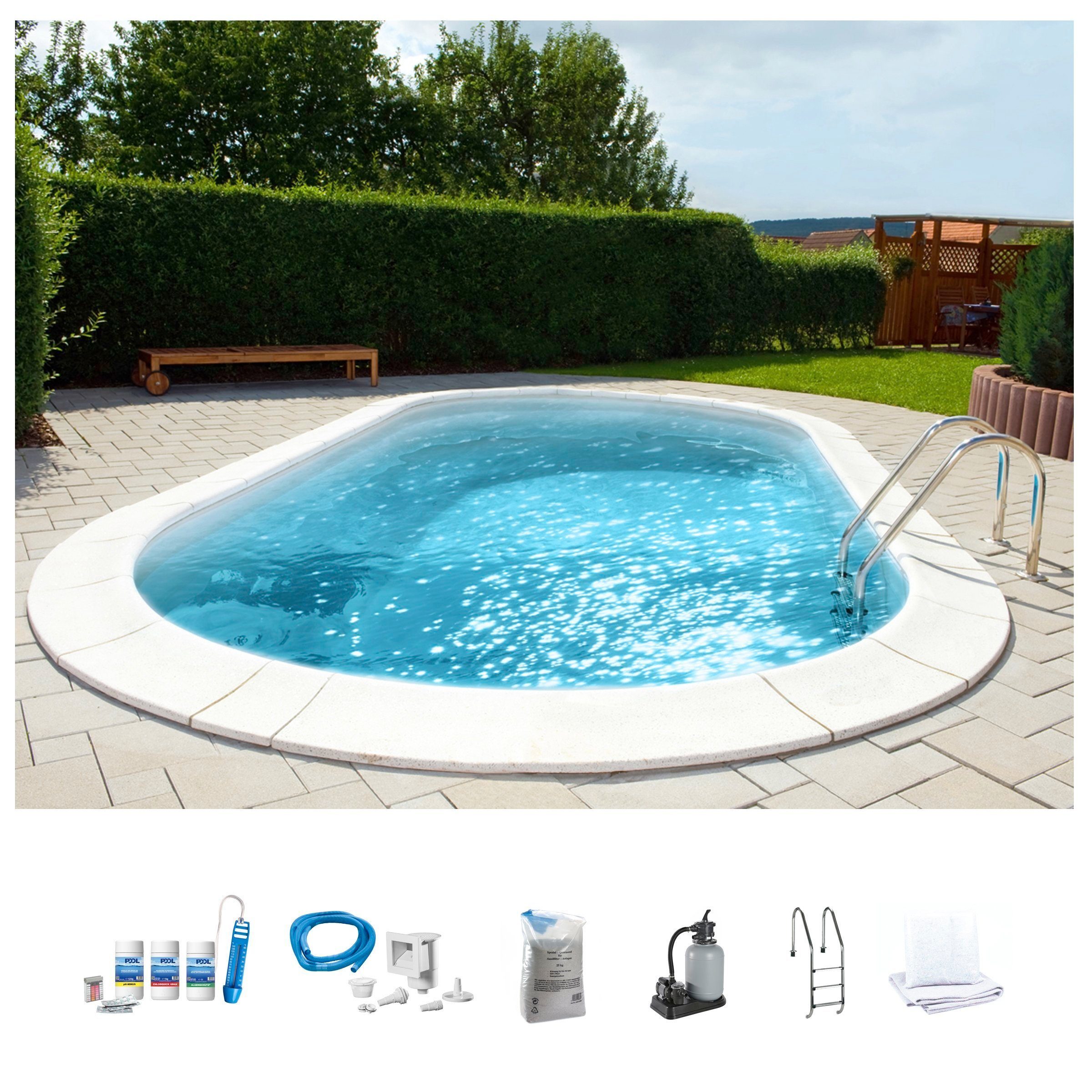Ovalpool PREMIUM mit sandfarbener Innenfolie