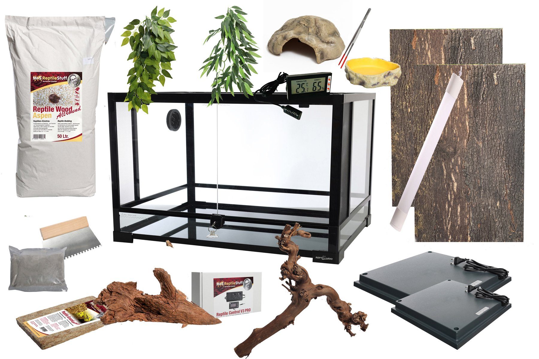 Terrarium Komplettset DELUXE: Für Nattern (120 cm Länge)