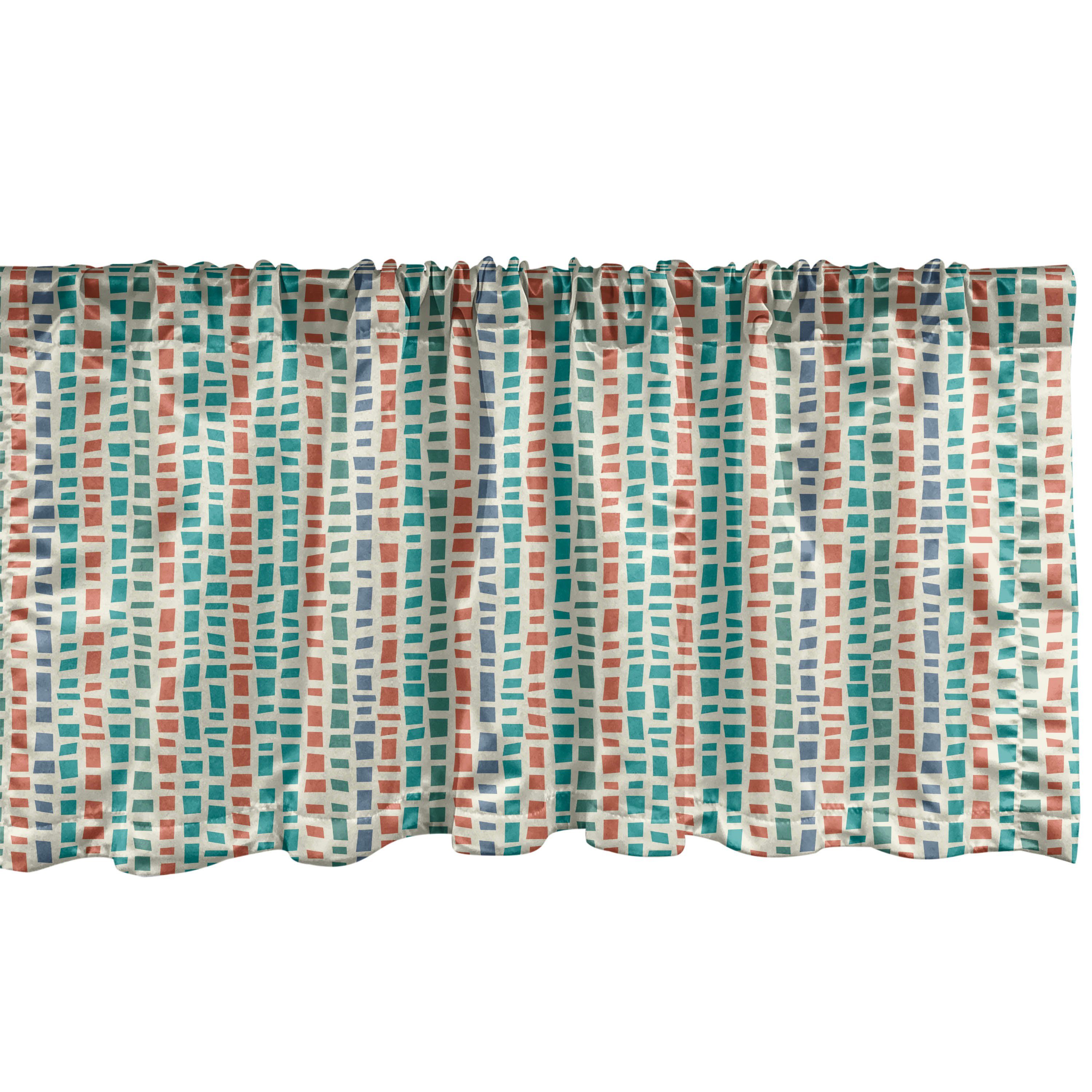 Scheibengardine Vorhang Volant für Küche Schlafzimmer Dekor mit Stangentasche, Abakuhaus, Microfaser, Mosaik Unregelmäßige Formen Terrazzo