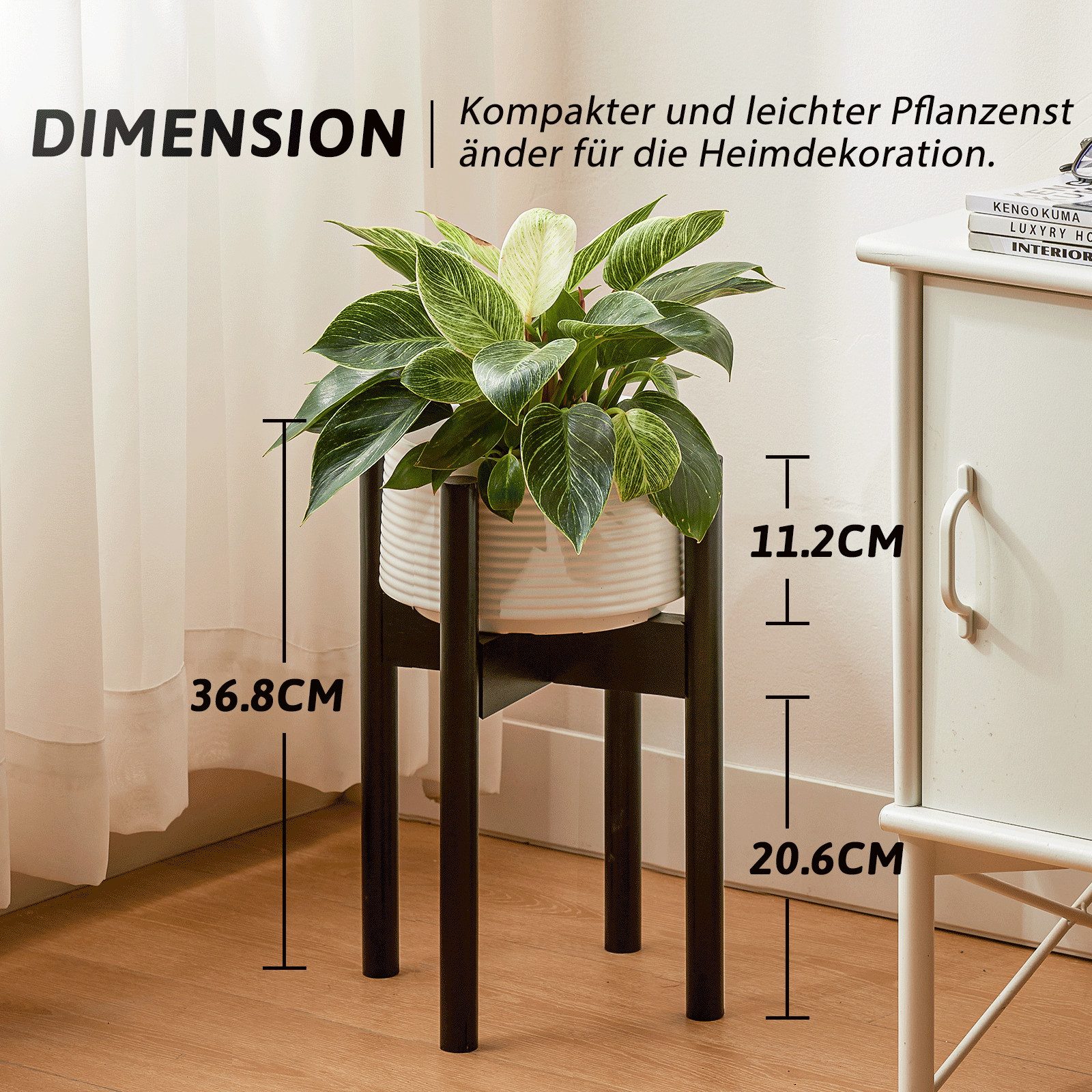 Bamworld Blumenständer Blumenhocker, Pflanzenhocker, Höhenverstellbar & Kippsicher (1 St), für verschiedene Blumentöpfe, höhe 37 cm