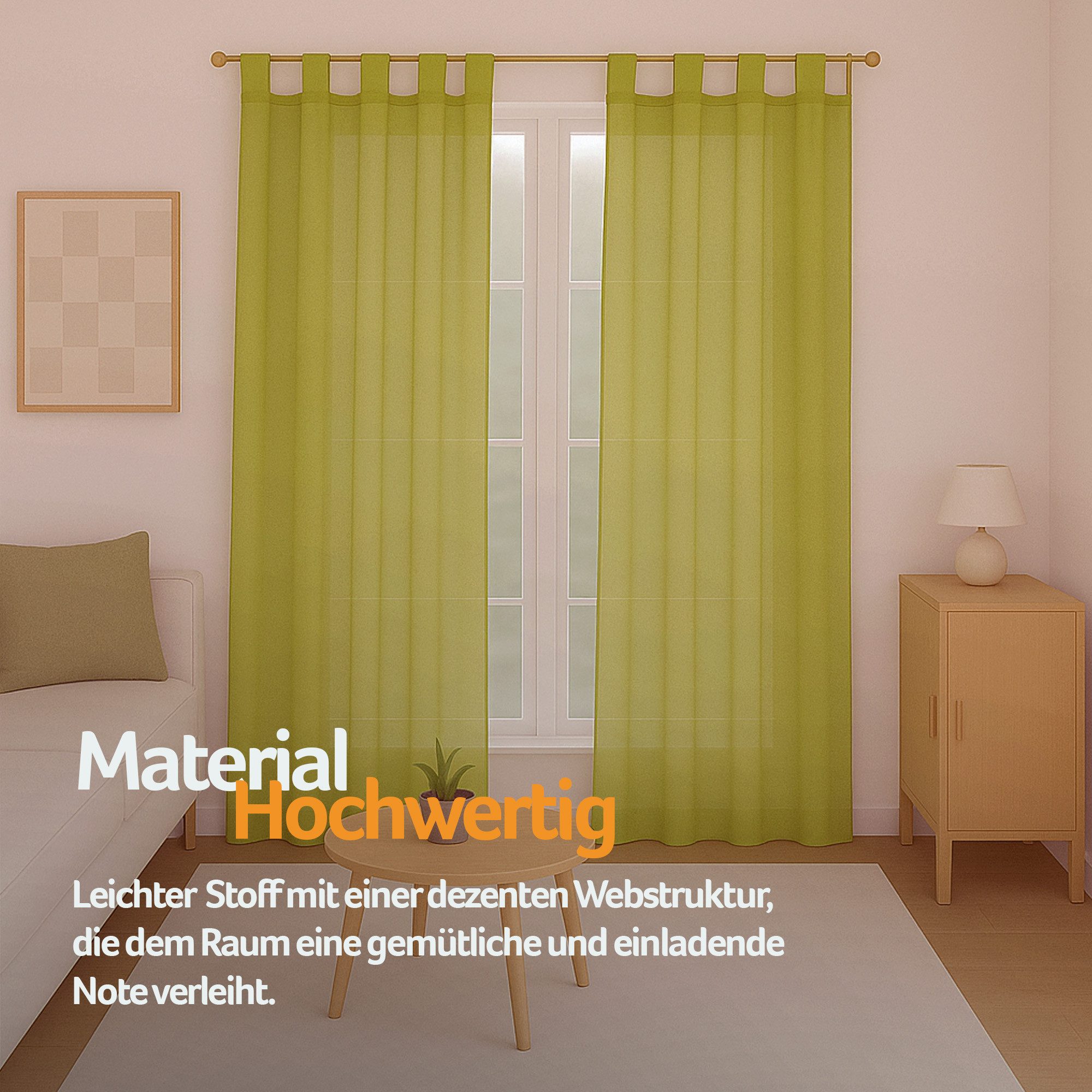 Bestlivings Gardine "Ellen" mit Schlaufen (2 St), Schlaufe, blickdicht, Polyester, einfarbig, modern, waschbar bei 30°C