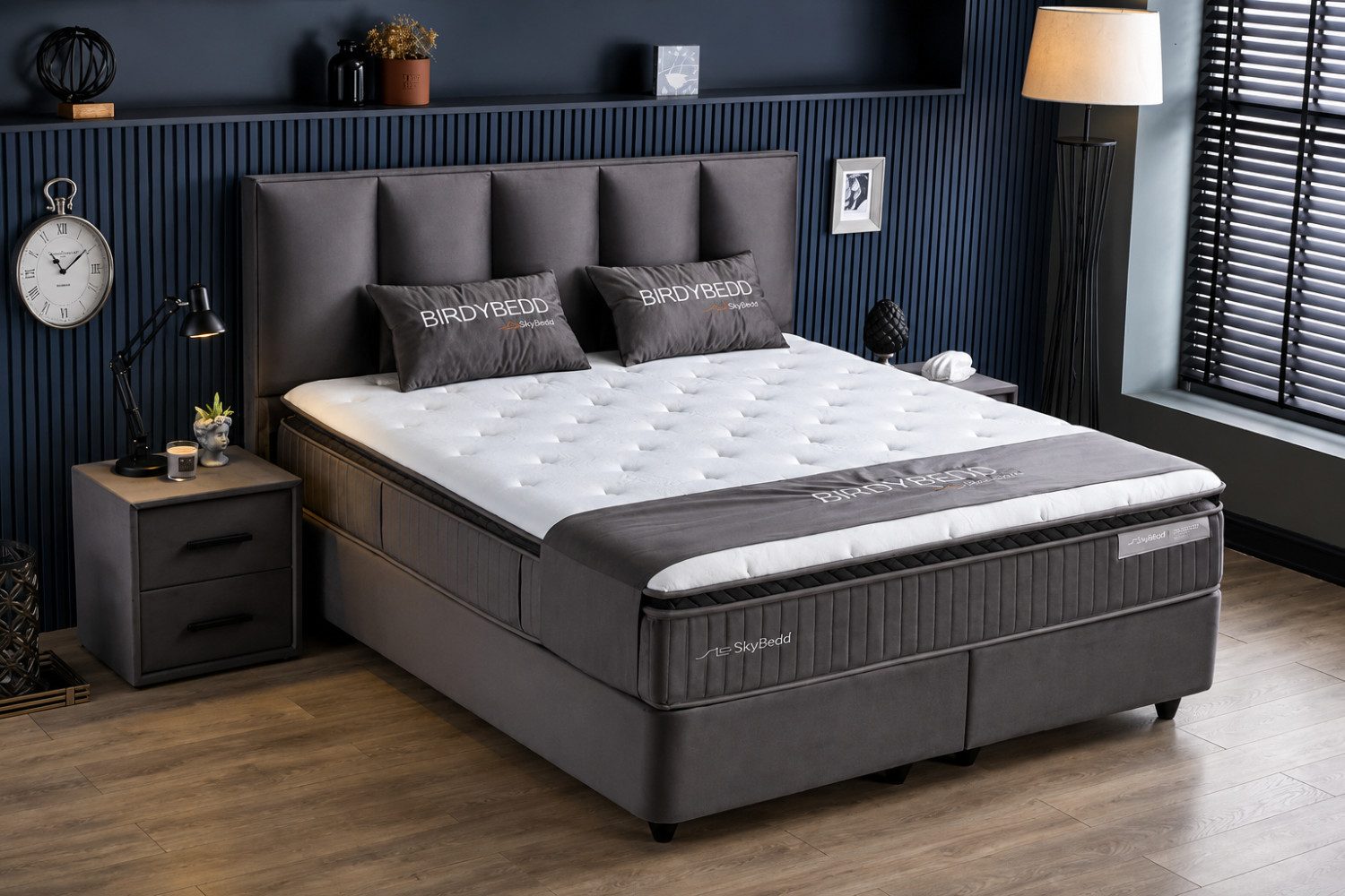 Pointhome Boxspringbett mit Matratze & Stauraum, Bett mit Bettkasten, mit/ohne Nachttisch (140x200 cm, 1 Bettkopfteil, 1x H3/H4Matratze, 2 Bettkasten, Nachtkommode), Topper und Stauraum, Boxbett