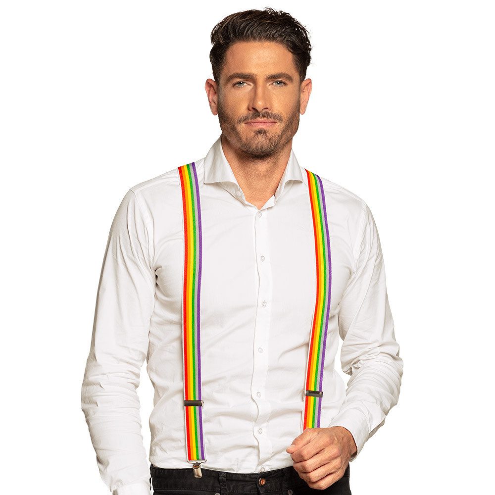 Boland Kostüm Hosenträger Rainbow – Y-Form verstellbar für Herren, Karneval Party, versttellbar