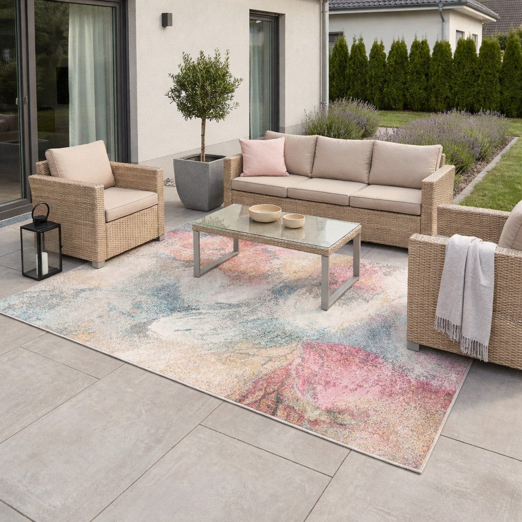 Pergamon Outdoorteppich Indoor Outdoor Teppich Lagos Vintage, Rechteckig, Höhe: 4 mm
