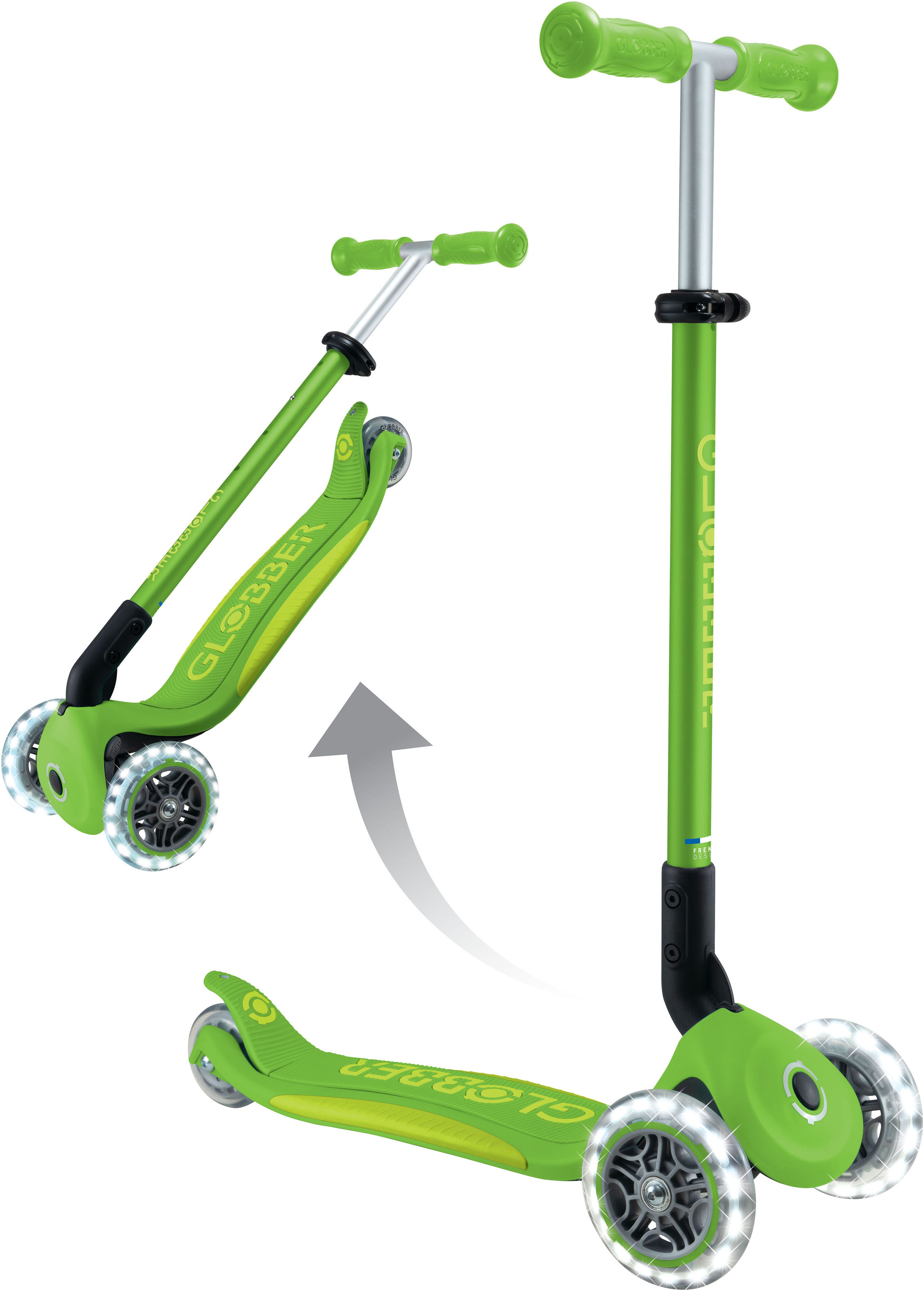 Globber Tretroller GLOBBER ELITE LIGHTS, mit Leuchtrollen