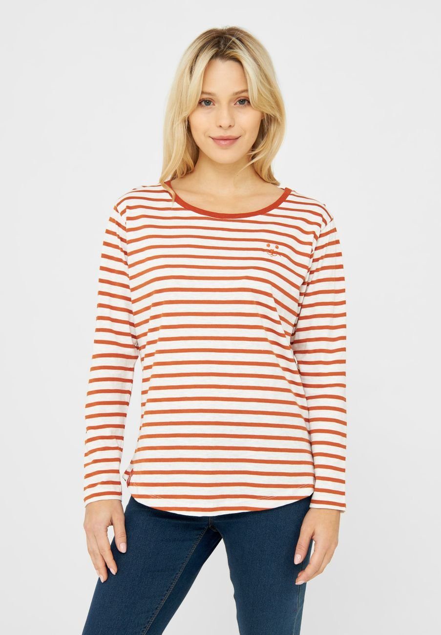 Derbe Rundhalsshirt Longsleeve Striped Damen Cinnamon (1-tlg) Robbenschnute