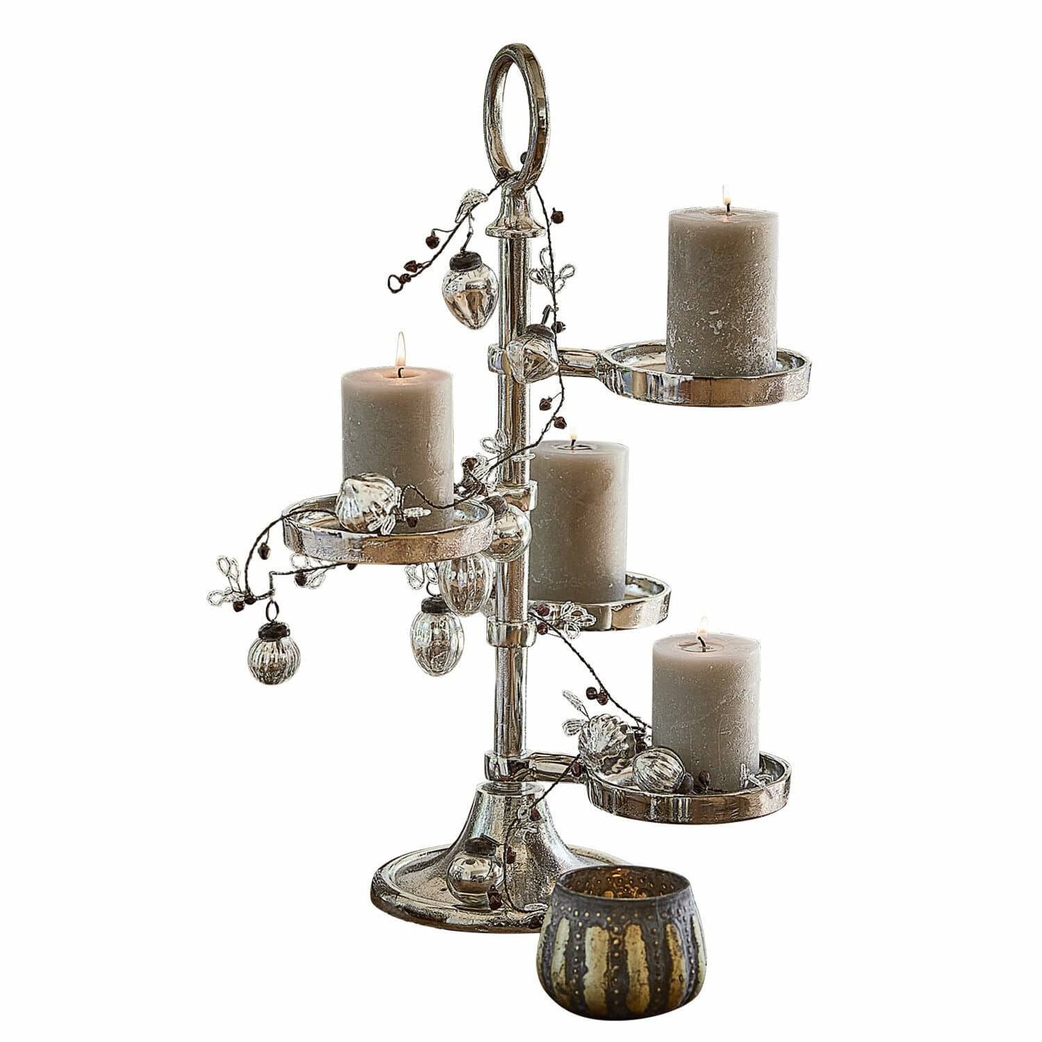 Mirabeau Kerzenständer Kerzenhalter Hanad silber günstig online kaufen