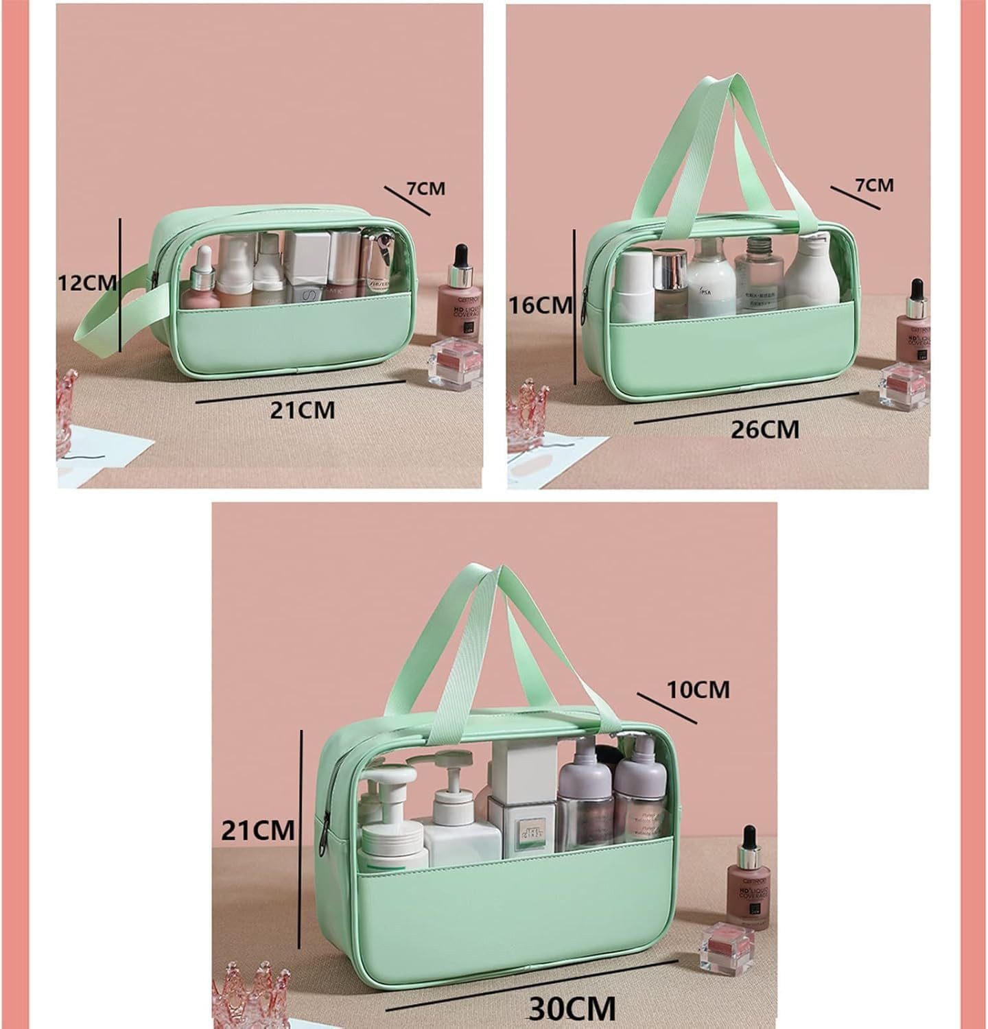 Coonoor Kosmetiktasche 3 Stück Wasserdicht PVC Kulturbeutel für Damen,Leich günstig online kaufen