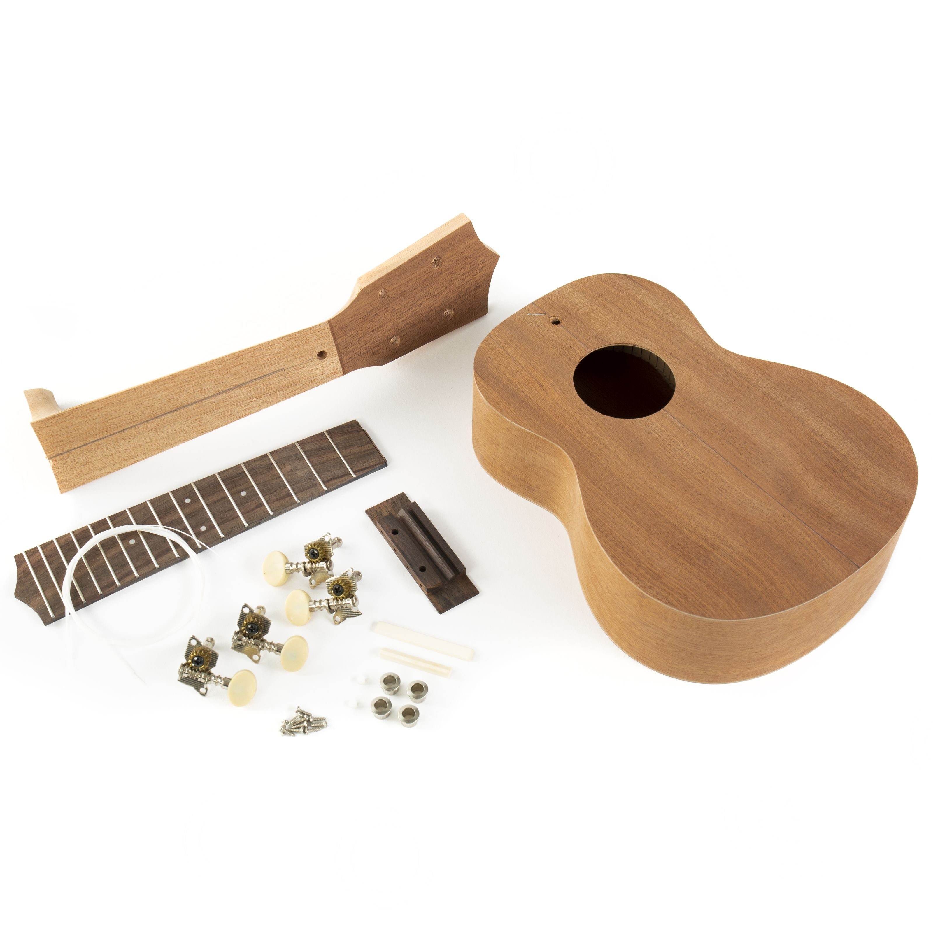 FAME Ukulele, DIY Bausatz Sopran Ukulele Selbstbau-Set Inklusive Korpus Hals Griffbrett und Hardware Naturbelassenes Design Einfacher Zusammenbau Geeignet für Hobbybastler und angehende Gitarrenbauer, Ukulelen, Sopran Ukulelen, DIY Ukulele Bausatz, Selbstbau Ukulele Set, Naturbelassene Ukulele