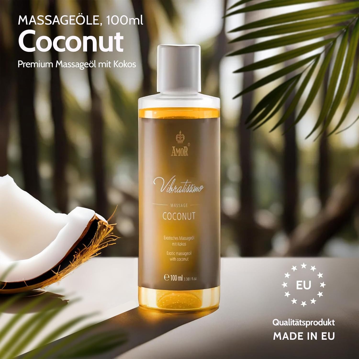 Vibratissimo Massageöl Coconut, exotisches Massageöl mit exotischem Kokos Duft