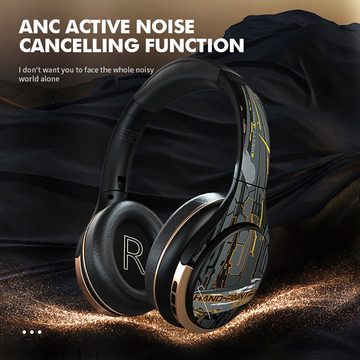 Sross Aktive Noise Cancelling Kopfhörer,Wireless Gaming Headset Over-Ear-Kopfhörer (Faltbare,HiFi Stereo,Bluetooth Kopfhörer, mit Aktive Geräuschunterdrückung,50 Stunden Wiedergabe)