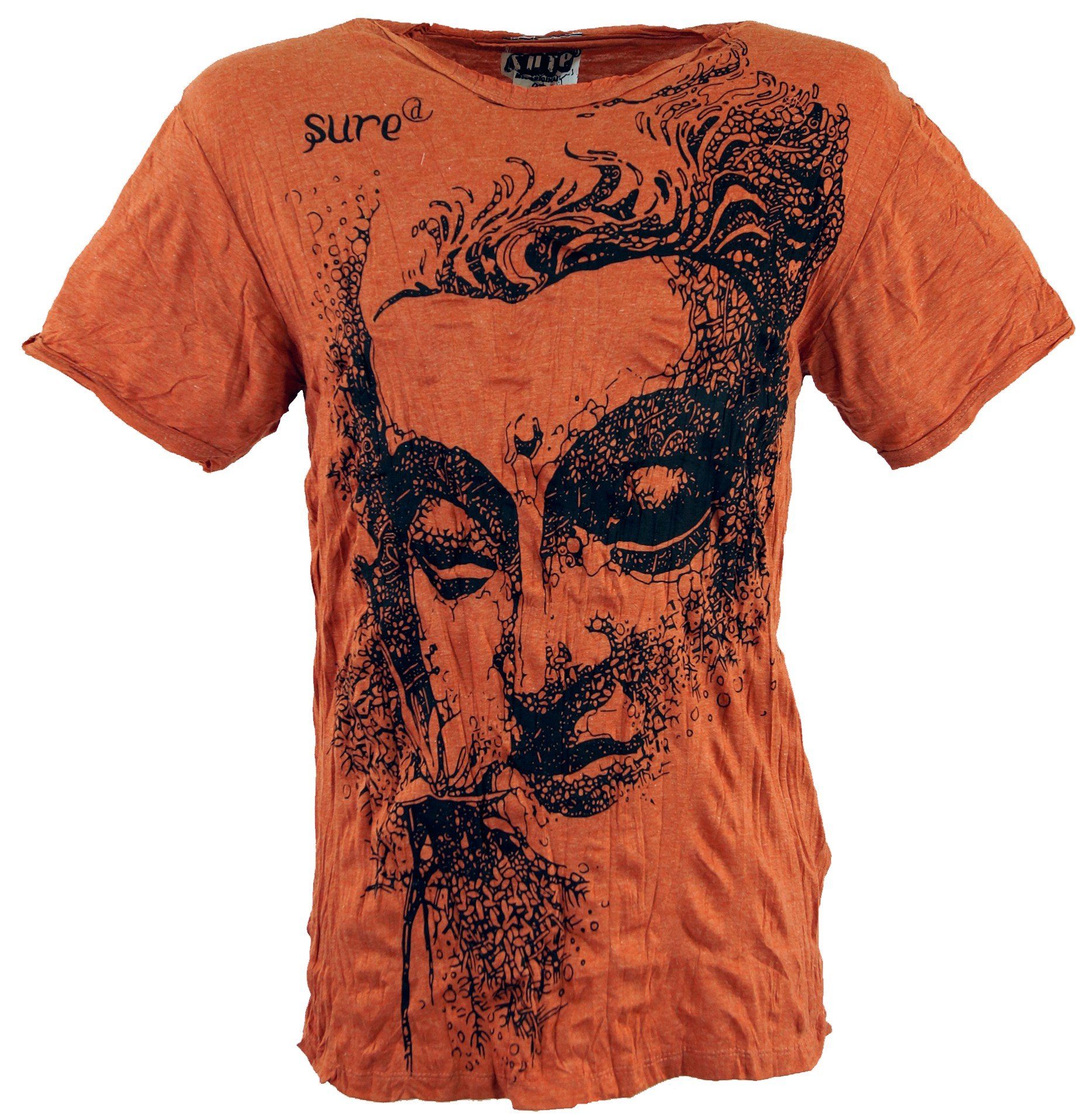 Bekleidung T-Shirt alternative Guru-Shop rostorange Goa Sure Style, - Buddha T-Shirt Festival,