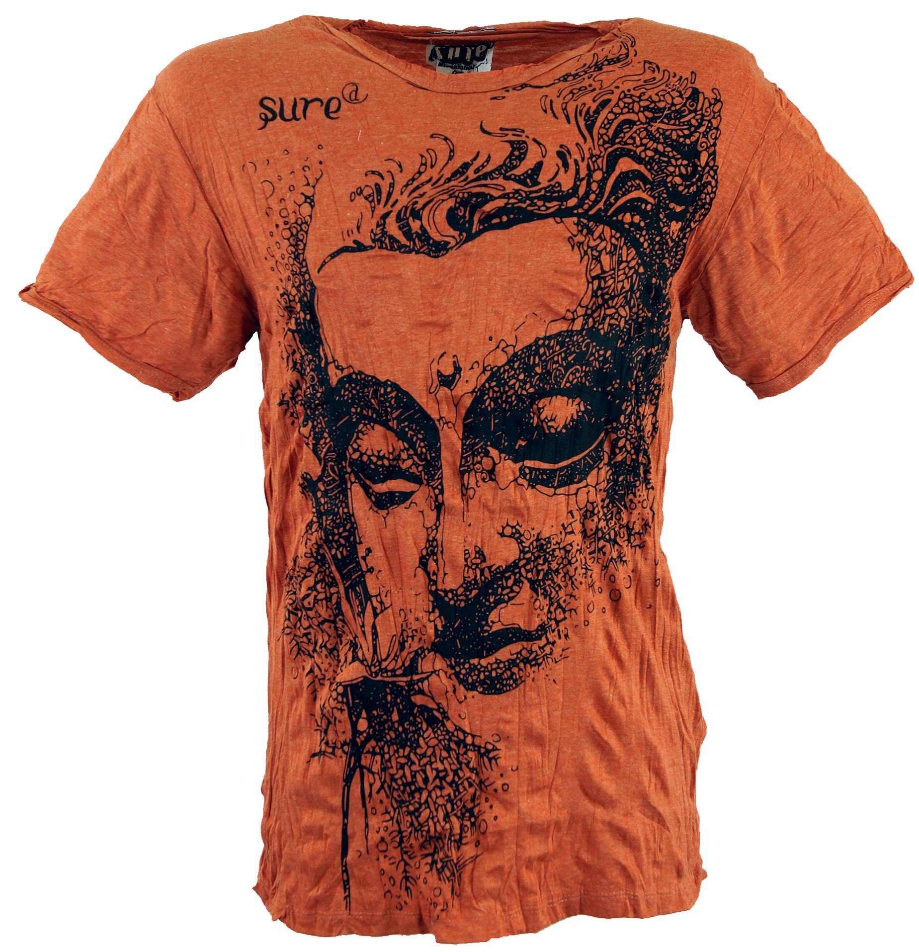 Guru-Shop Maglietta Sure Dragon – Bordeaux, Cotone, Taglia S (36), Stampa Effetto Stropicciato Vintage