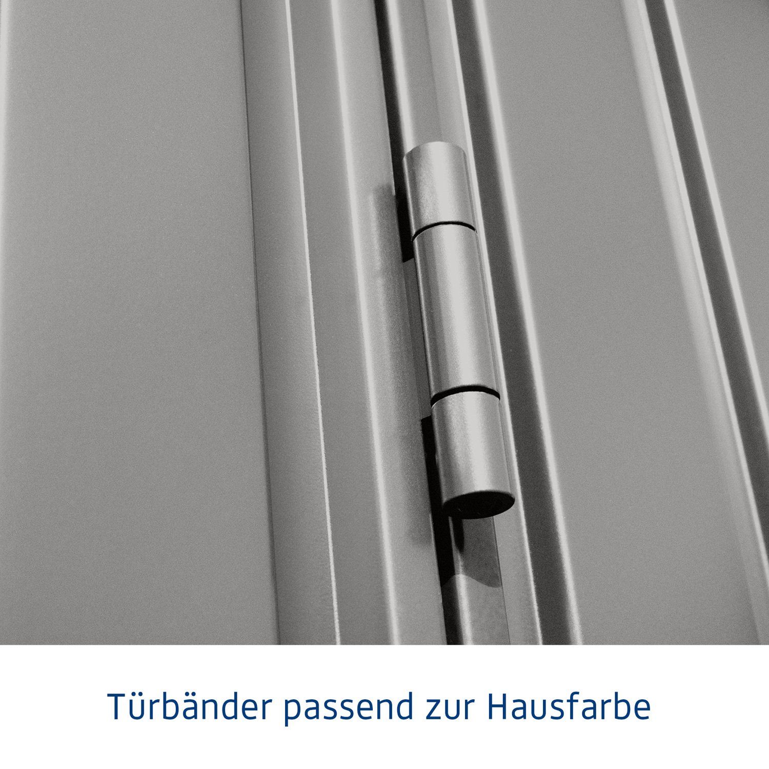 Trend Metall-Gerätehaus 1-flüglige Typ Gerätehaus mit Pultdach Hörmann Ecostar 2, aluminiumgrau Tür