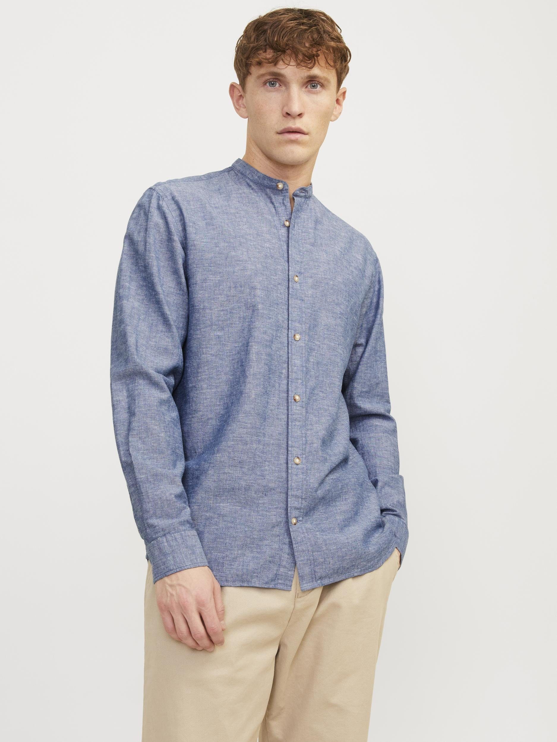 Jack & Jones Langarmhemd JJESUMMER BAND LINEN BLEND SHIRT LS SN