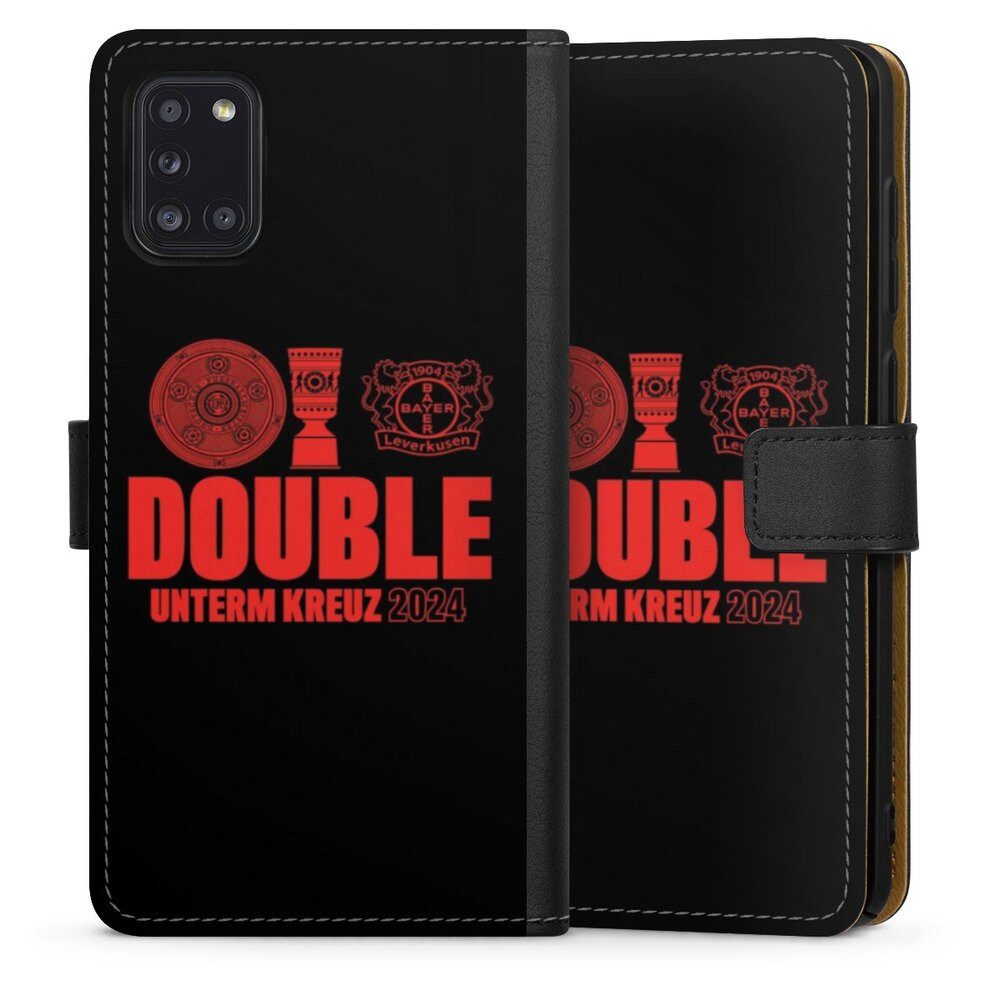 DeinDesign Handyhülle Bayer 04 Leverkusen Meister Pokal Double Sieg 2024, Samsung Galaxy A31 Hülle Handy Flip Case Wallet Cover