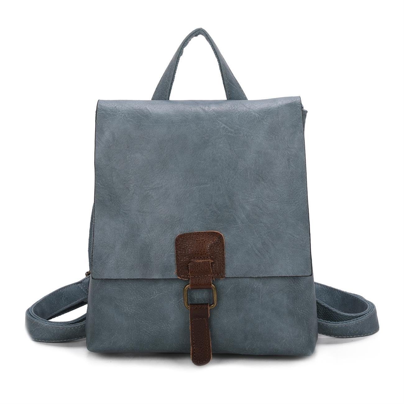 ITALYSHOP24 Rucksack Tasche Messenger, Vintage Crossover als Jeansblau Schultertasche, Damen tragbar Rucksack Umhängetasche